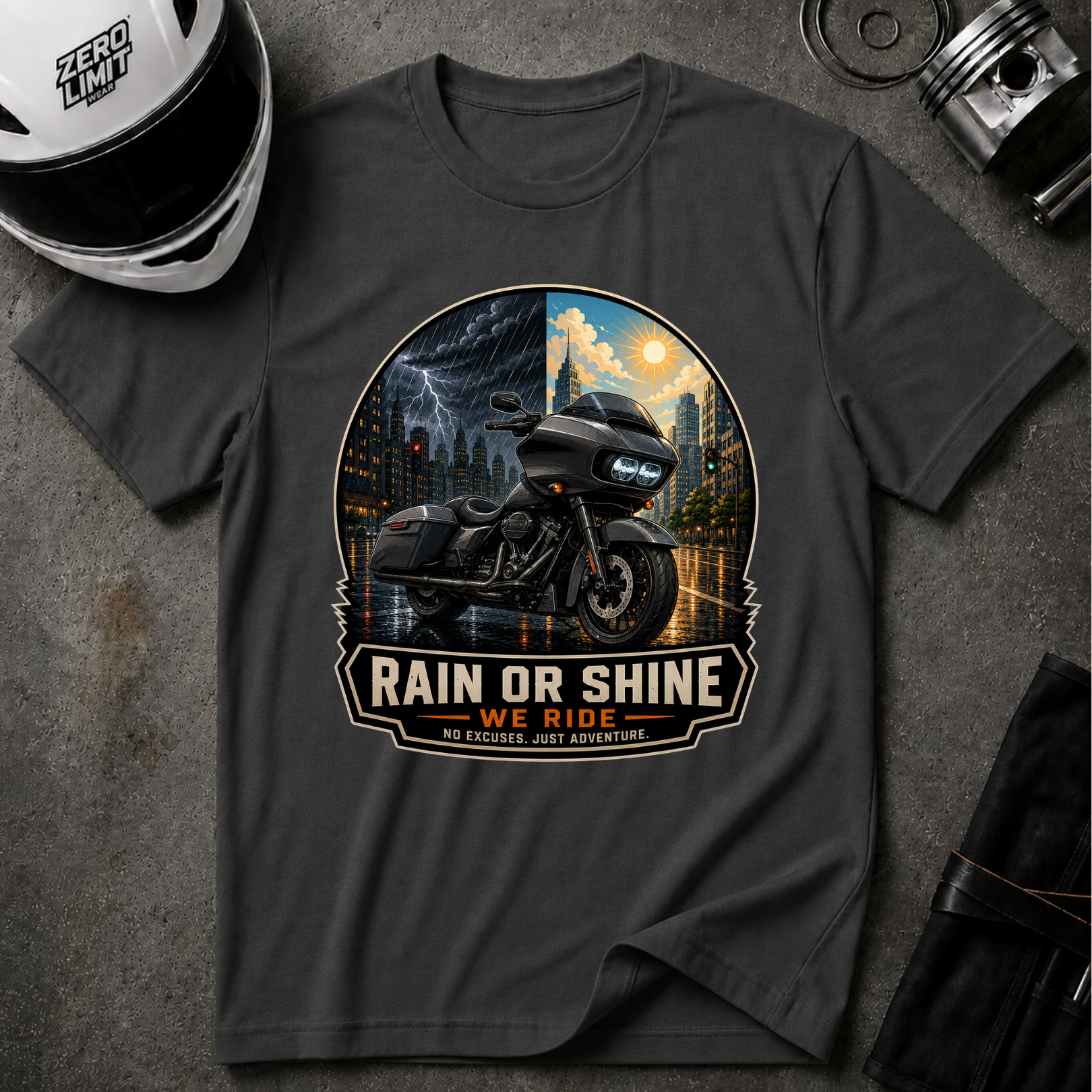 RAIN OR SHINE ROAD T-SHIRT