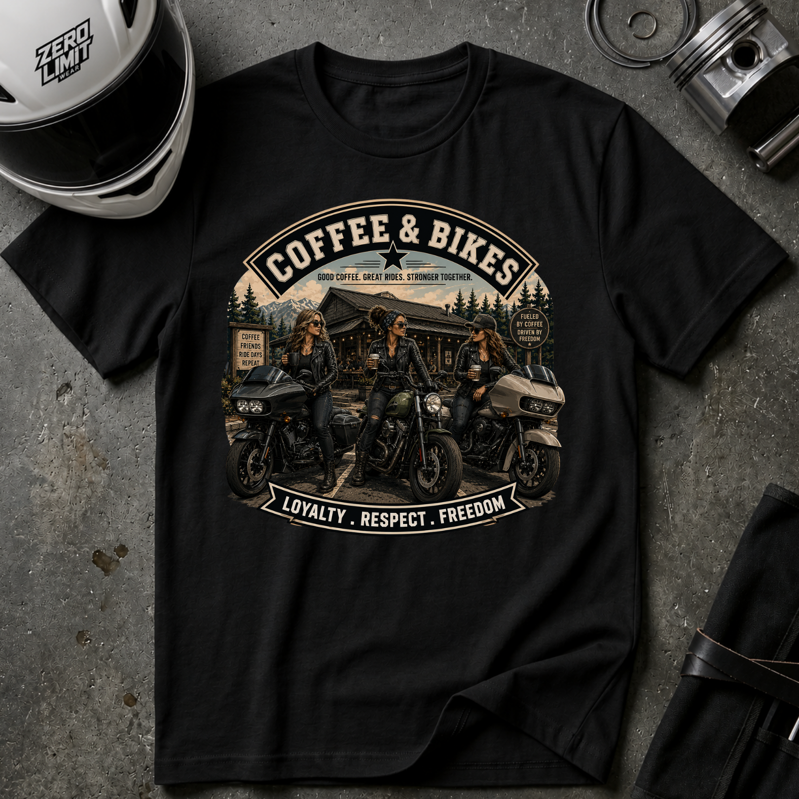 COFFEE & BIKES WOMEN T-SHIRT