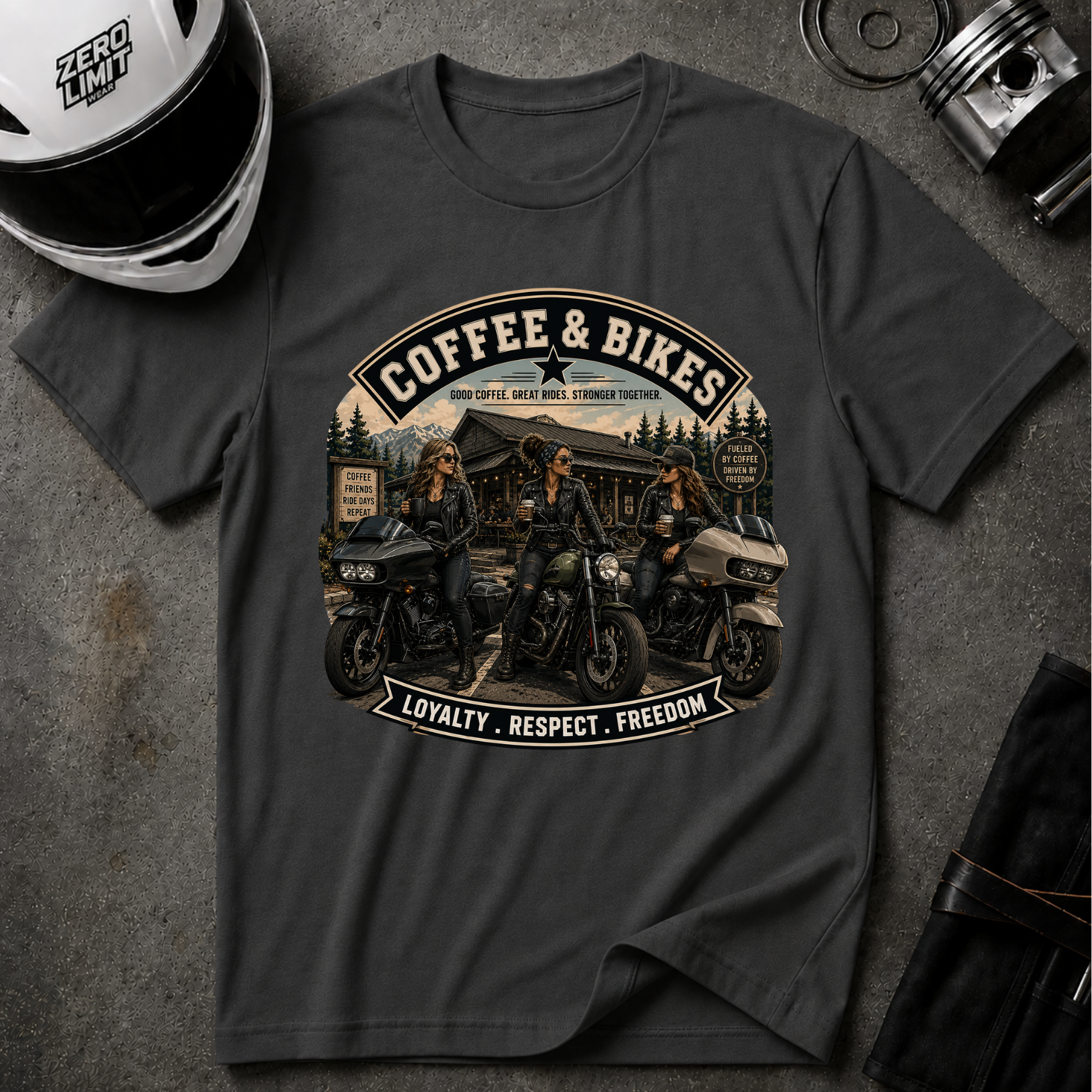 COFFEE & BIKES WOMEN T-SHIRT