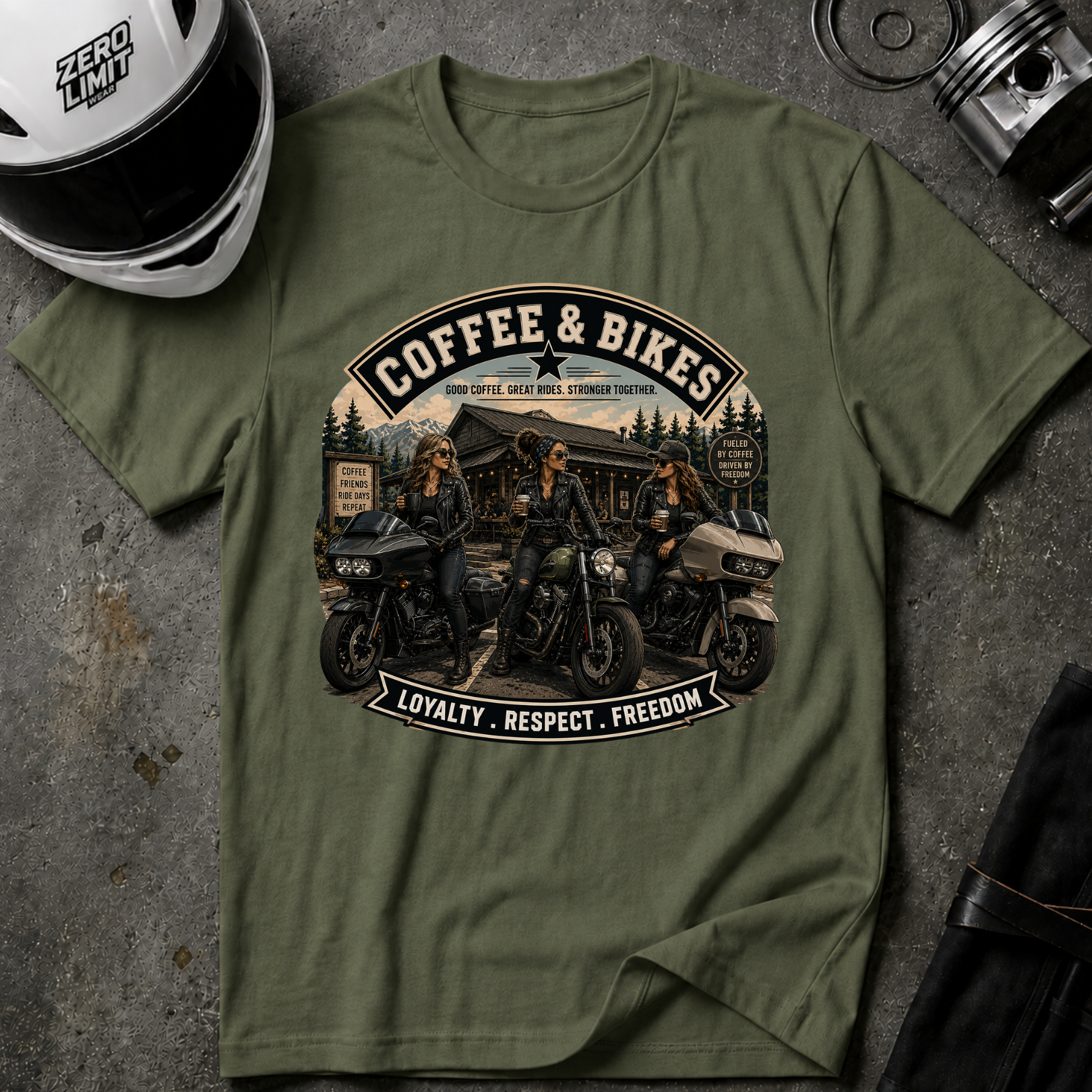 COFFEE & BIKES WOMEN T-SHIRT