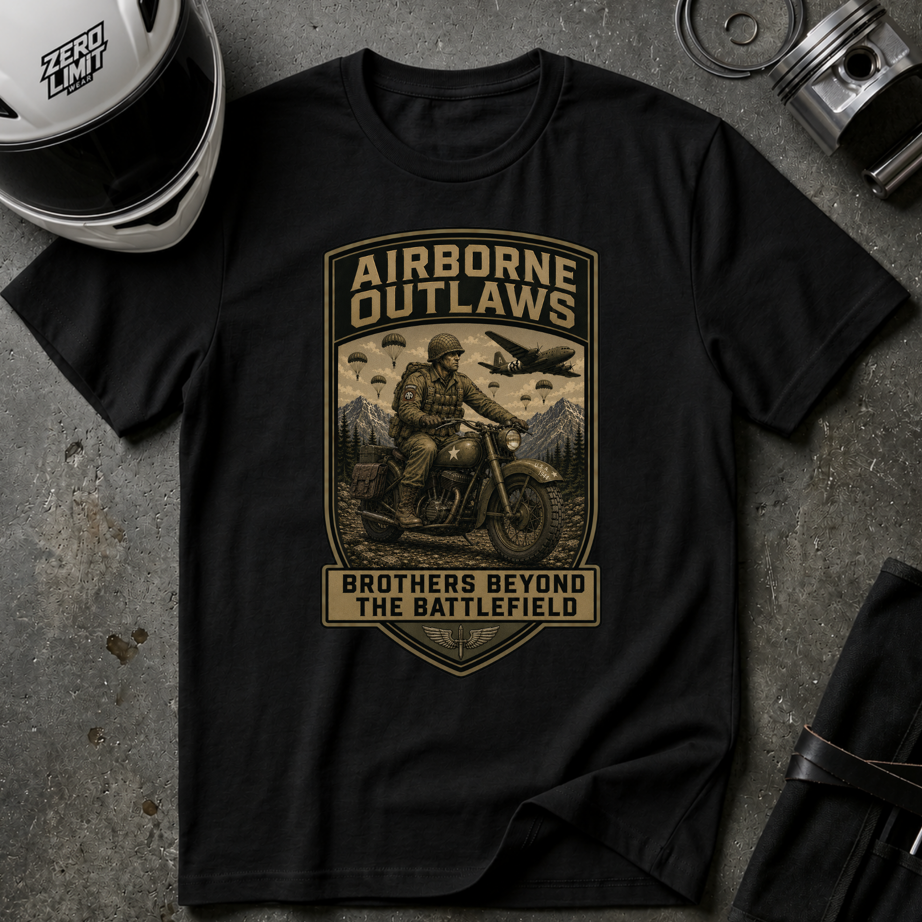 AIRBORNE OUTLAWS 1944 T-SHIRT