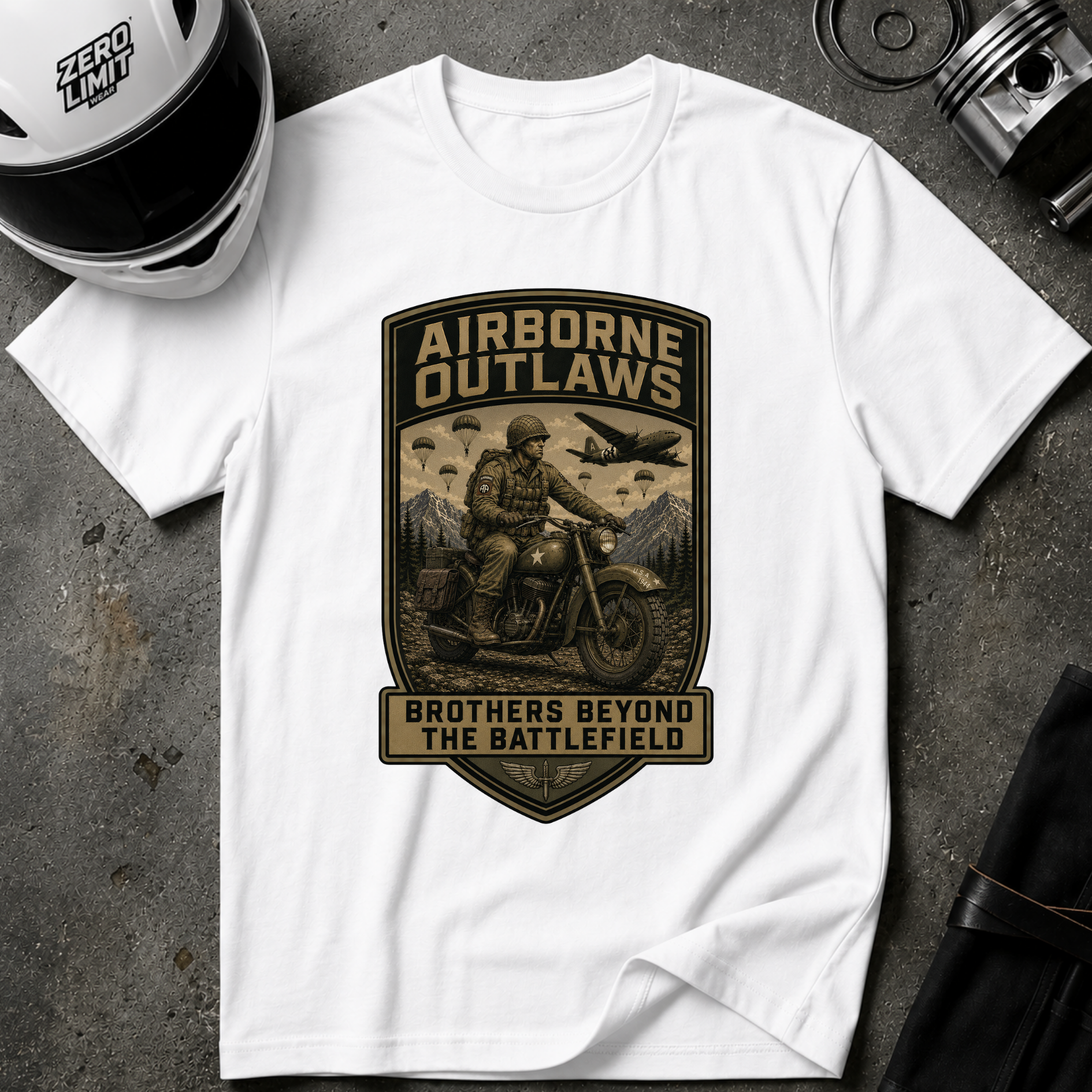 AIRBORNE OUTLAWS 1944 T-SHIRT