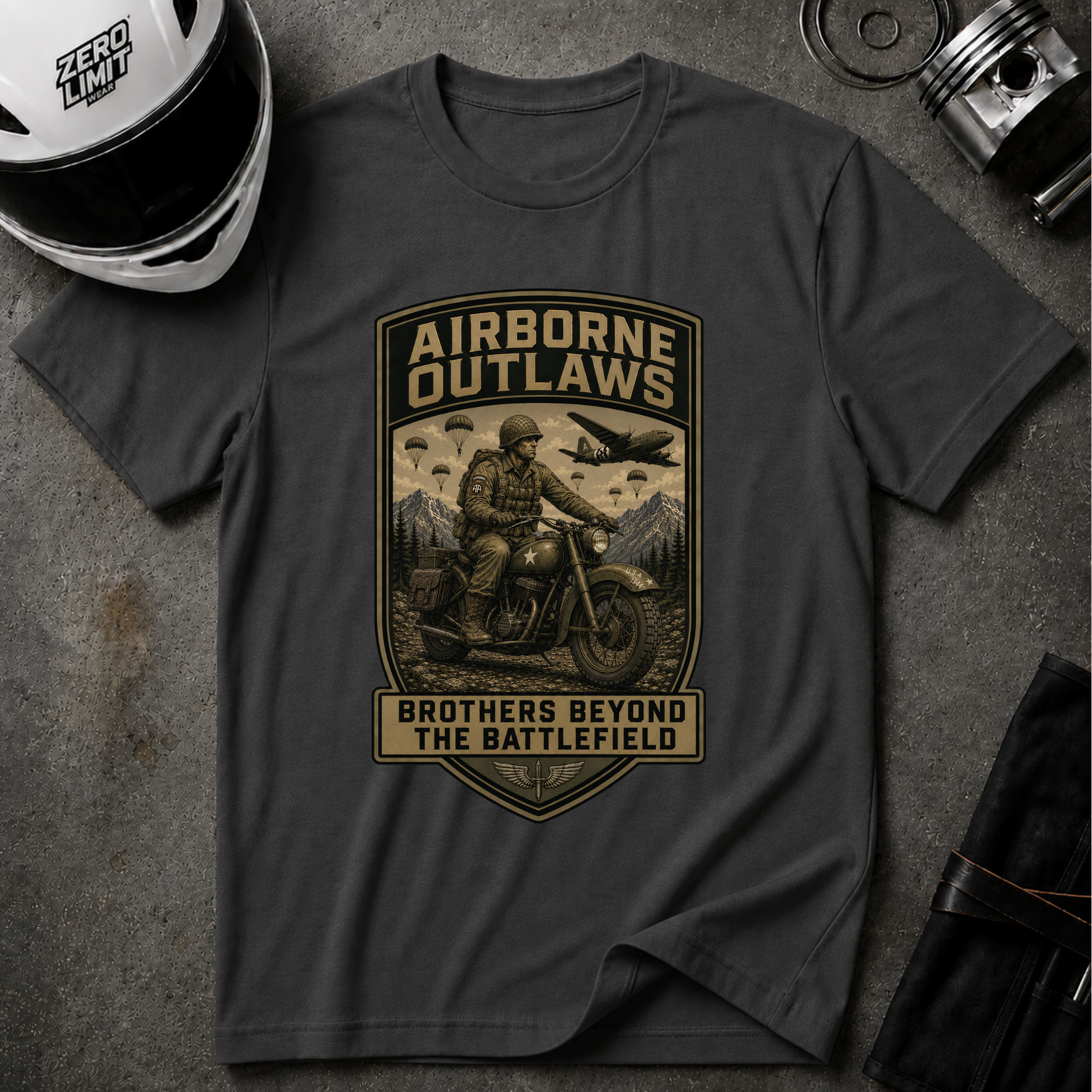 AIRBORNE OUTLAWS 1944 T-SHIRT
