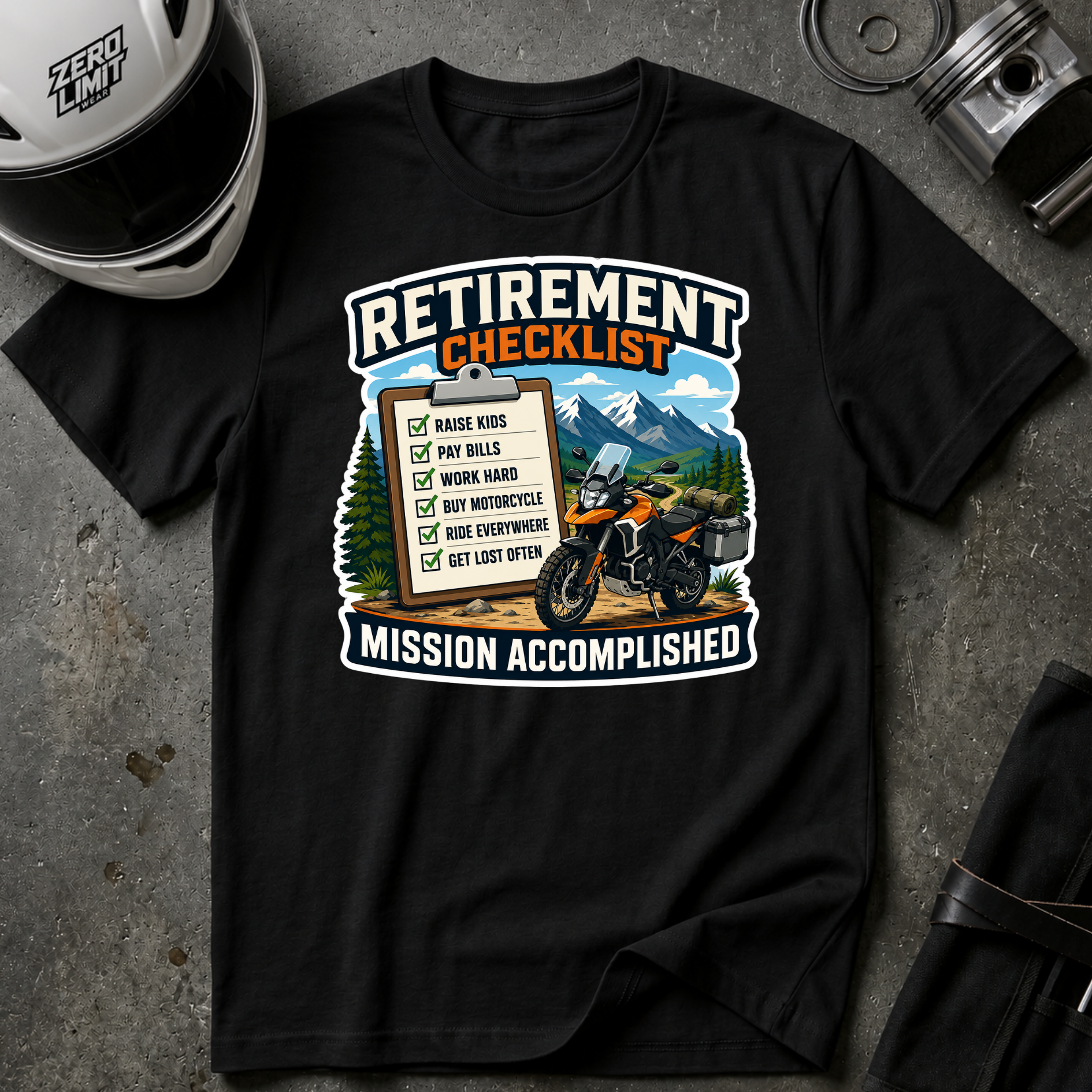 ENDURO RETIREMENT CHECKLIST T-SHIRT
