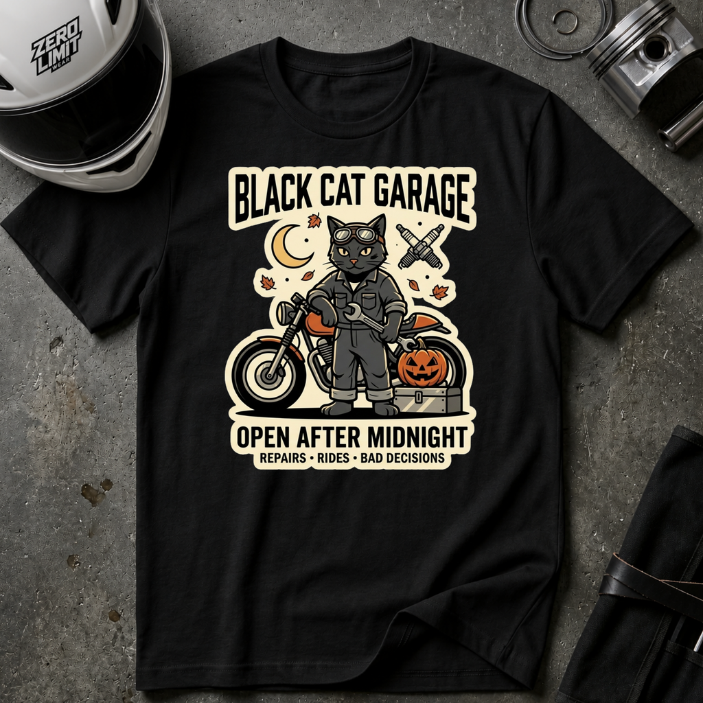 BLACK CAT GARAGE T-SHIRT