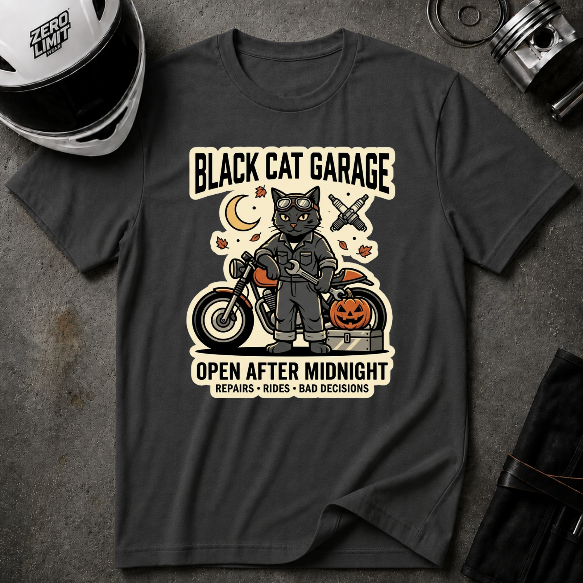 BLACK CAT GARAGE T-SHIRT
