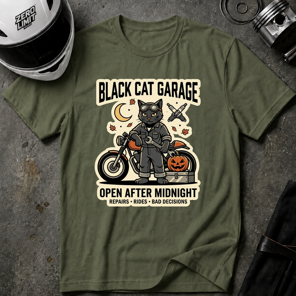 BLACK CAT GARAGE T-SHIRT