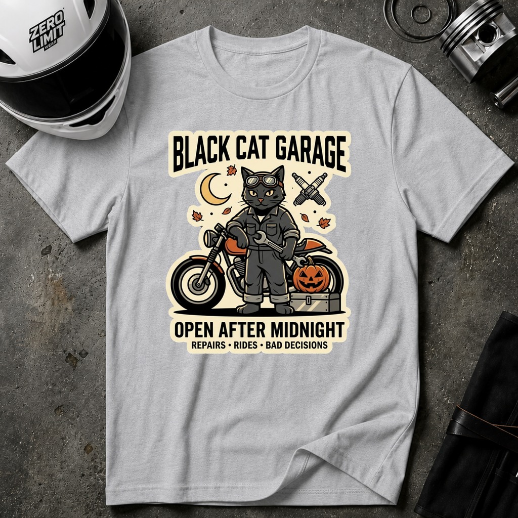 BLACK CAT GARAGE T-SHIRT