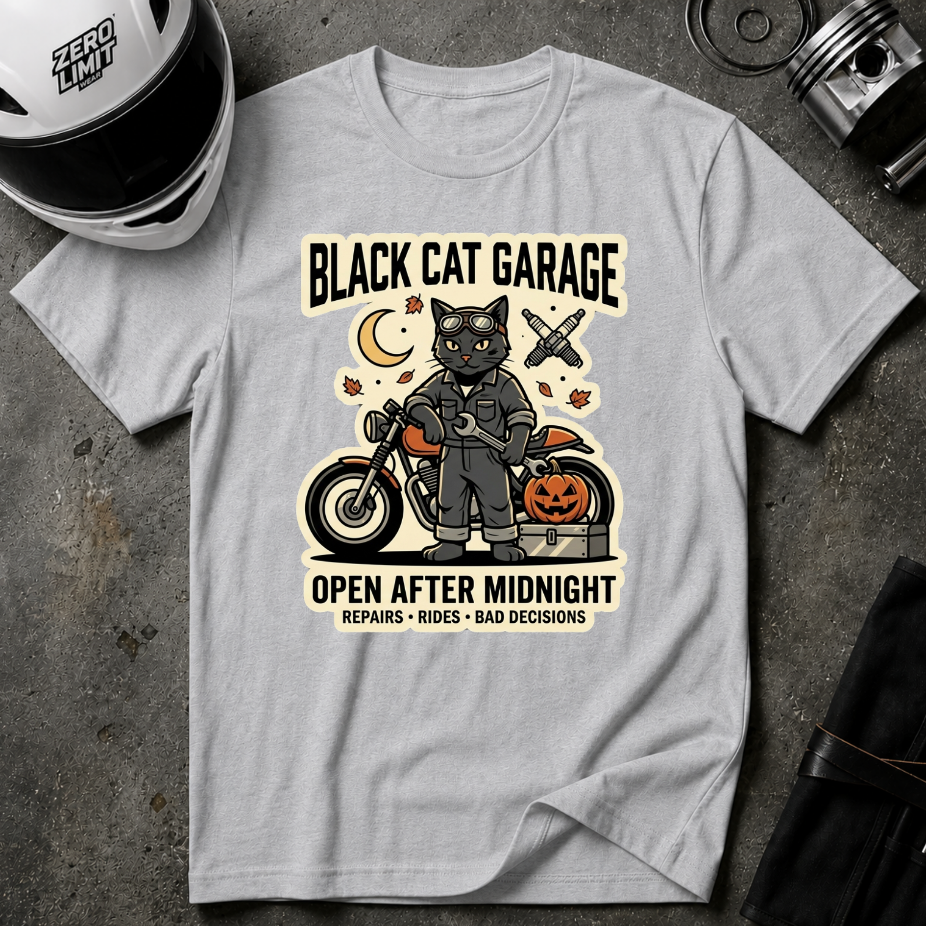 BLACK CAT GARAGE T-SHIRT