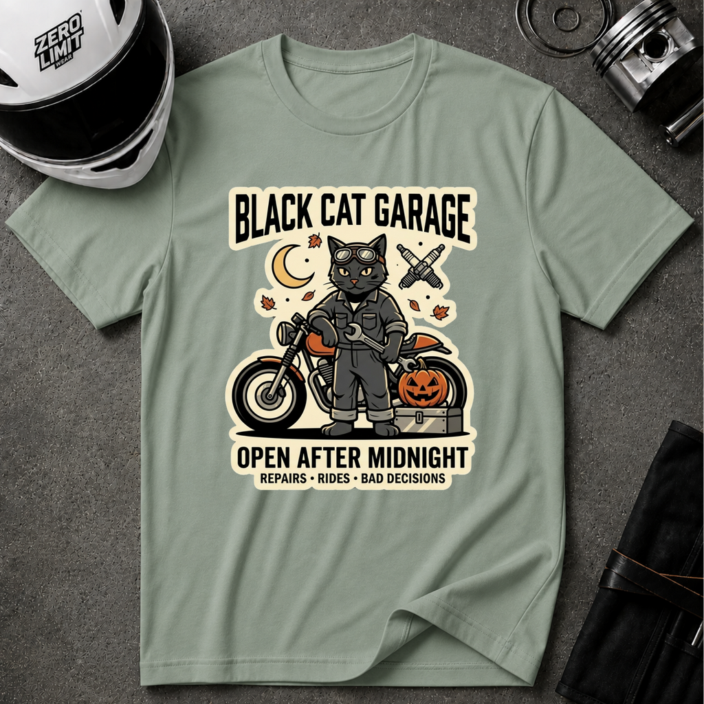 BLACK CAT GARAGE T-SHIRT