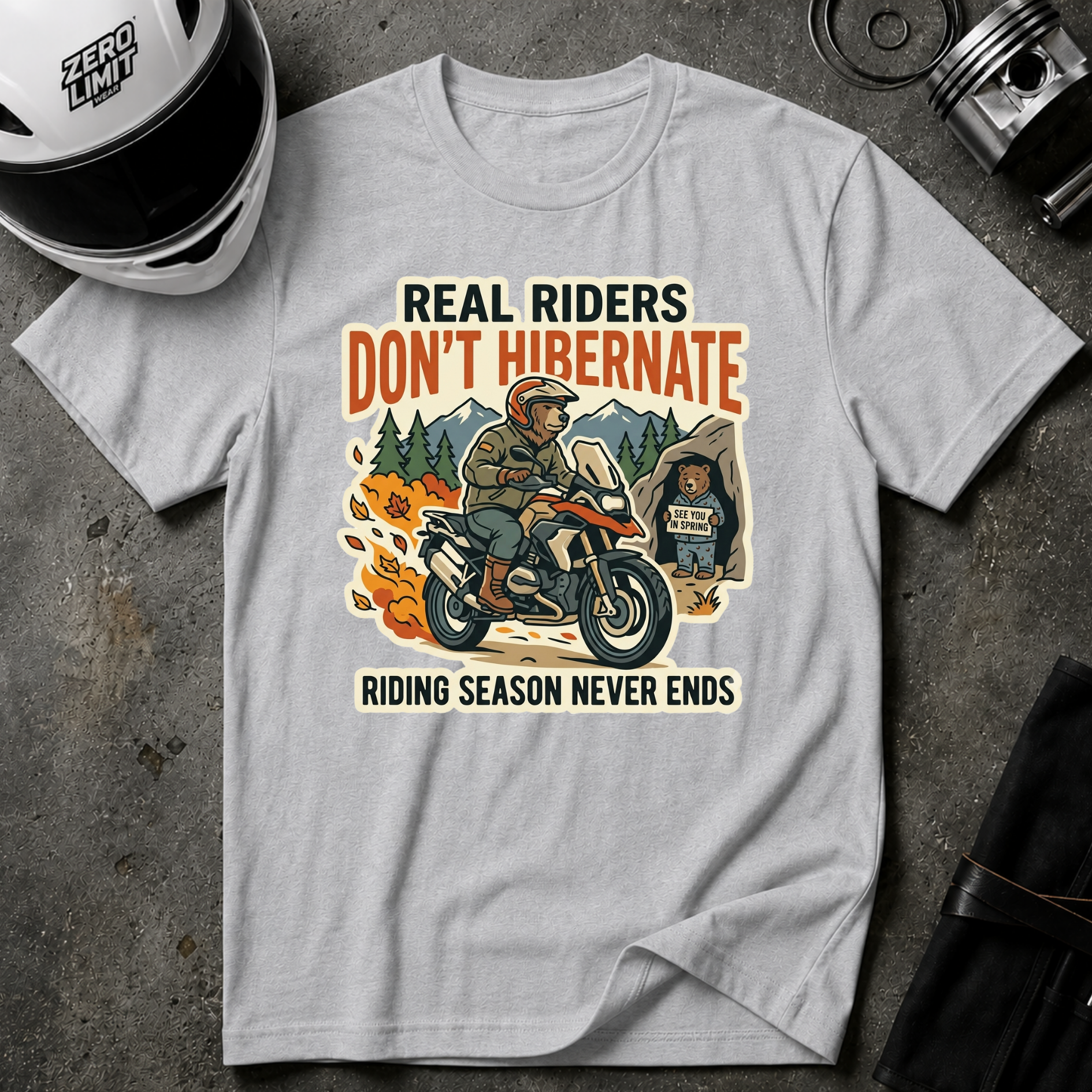 RIDERS DON'T HIBERNATE T-SHIRT