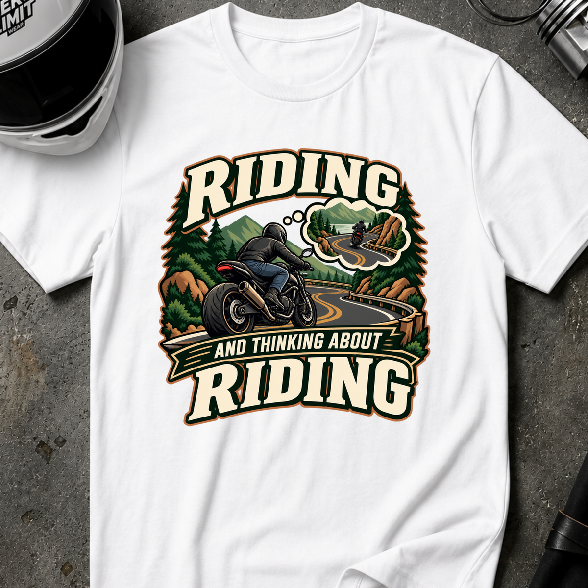 RIDING THINKING ABOUT RIDING T-SHIRT