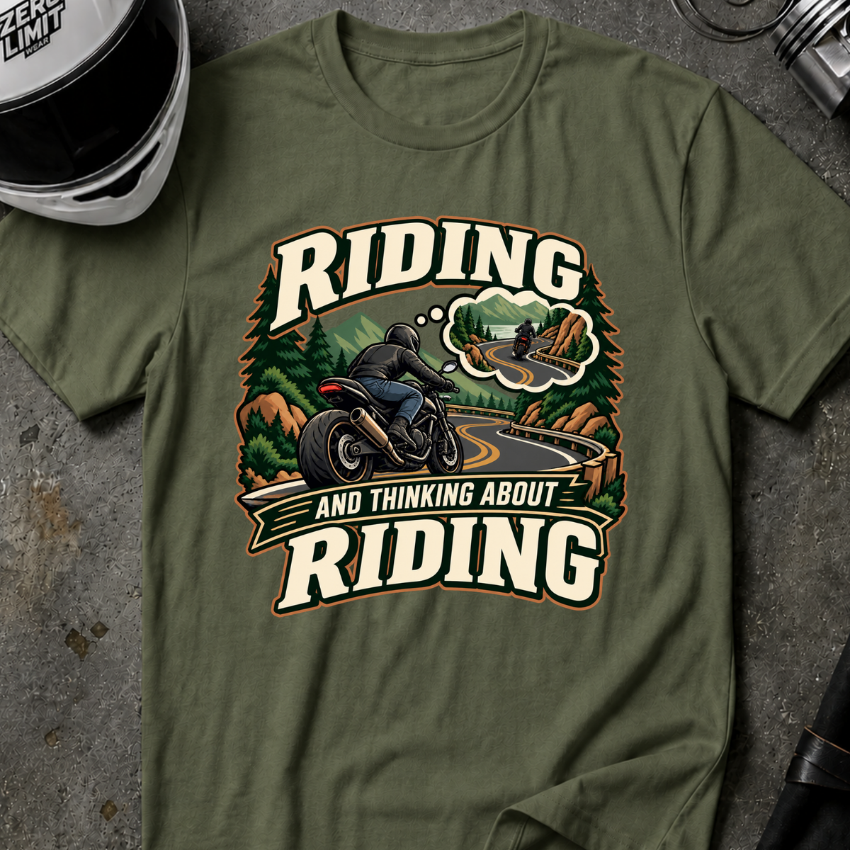 RIDING THINKING ABOUT RIDING T-SHIRT