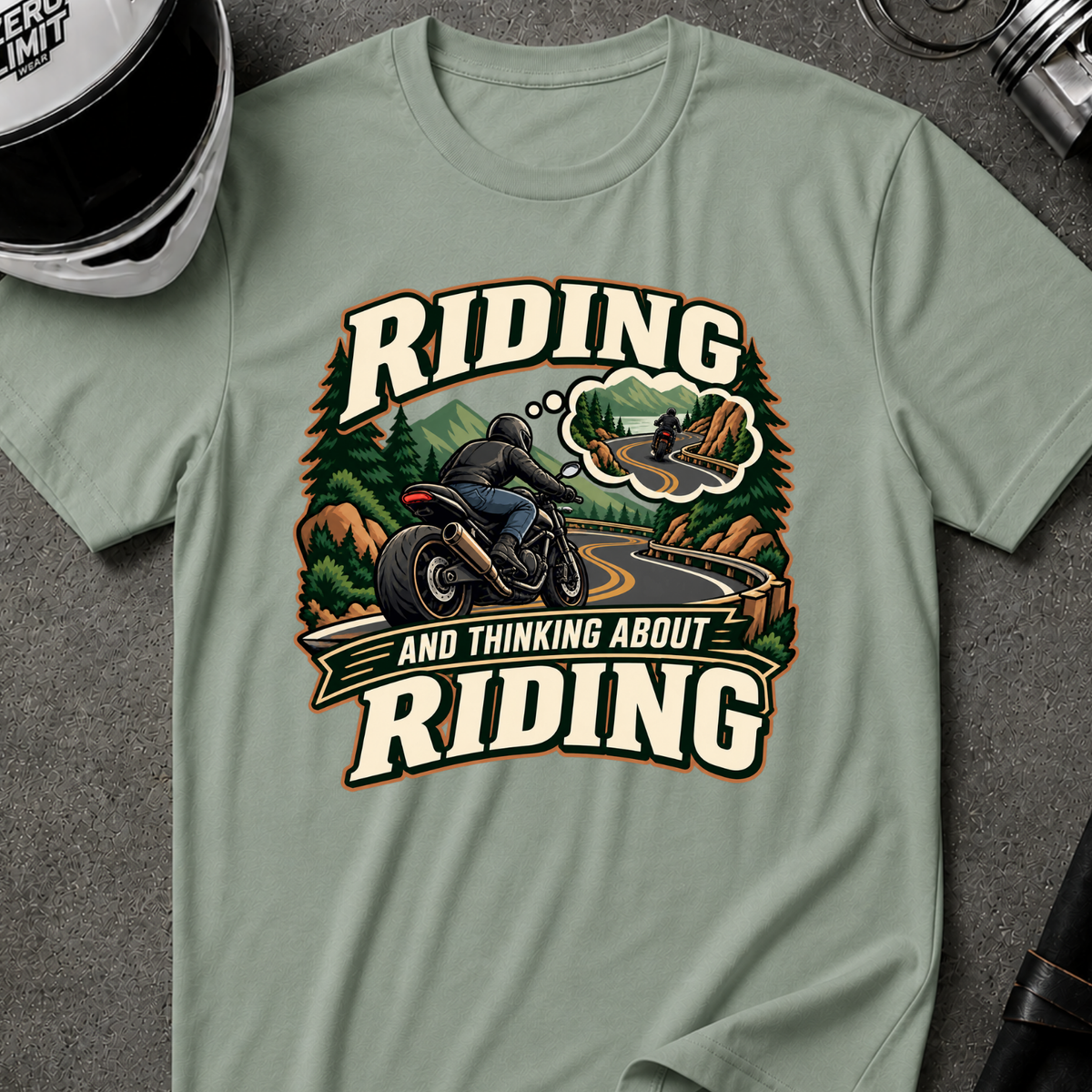 RIDING THINKING ABOUT RIDING T-SHIRT