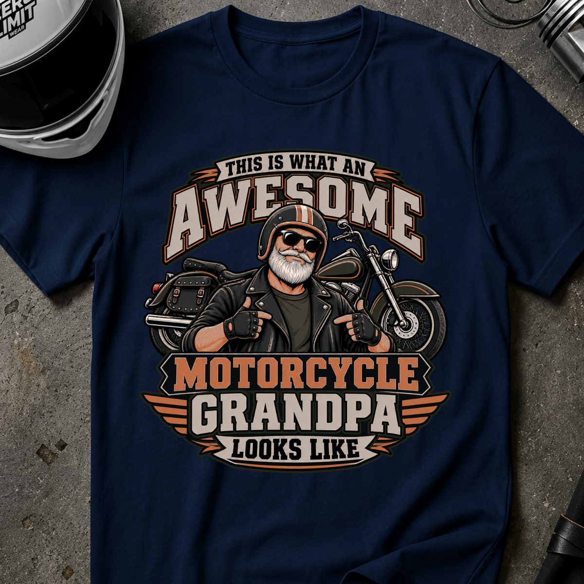 AWESOME MOTORCYCLE GRANDPA T-SHIRT