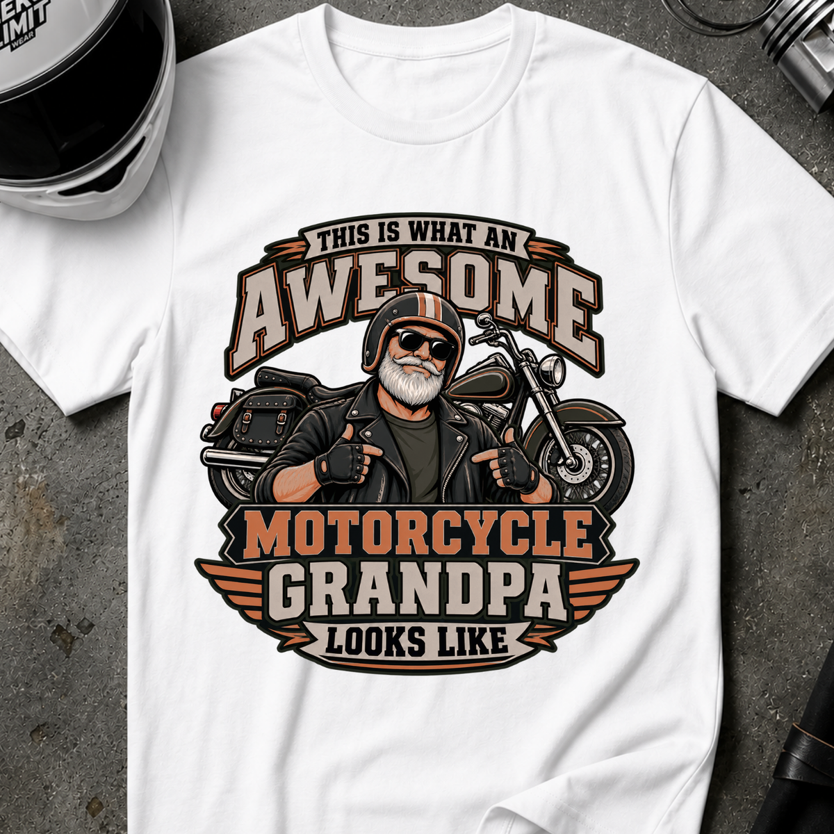 AWESOME MOTORCYCLE GRANDPA T-SHIRT