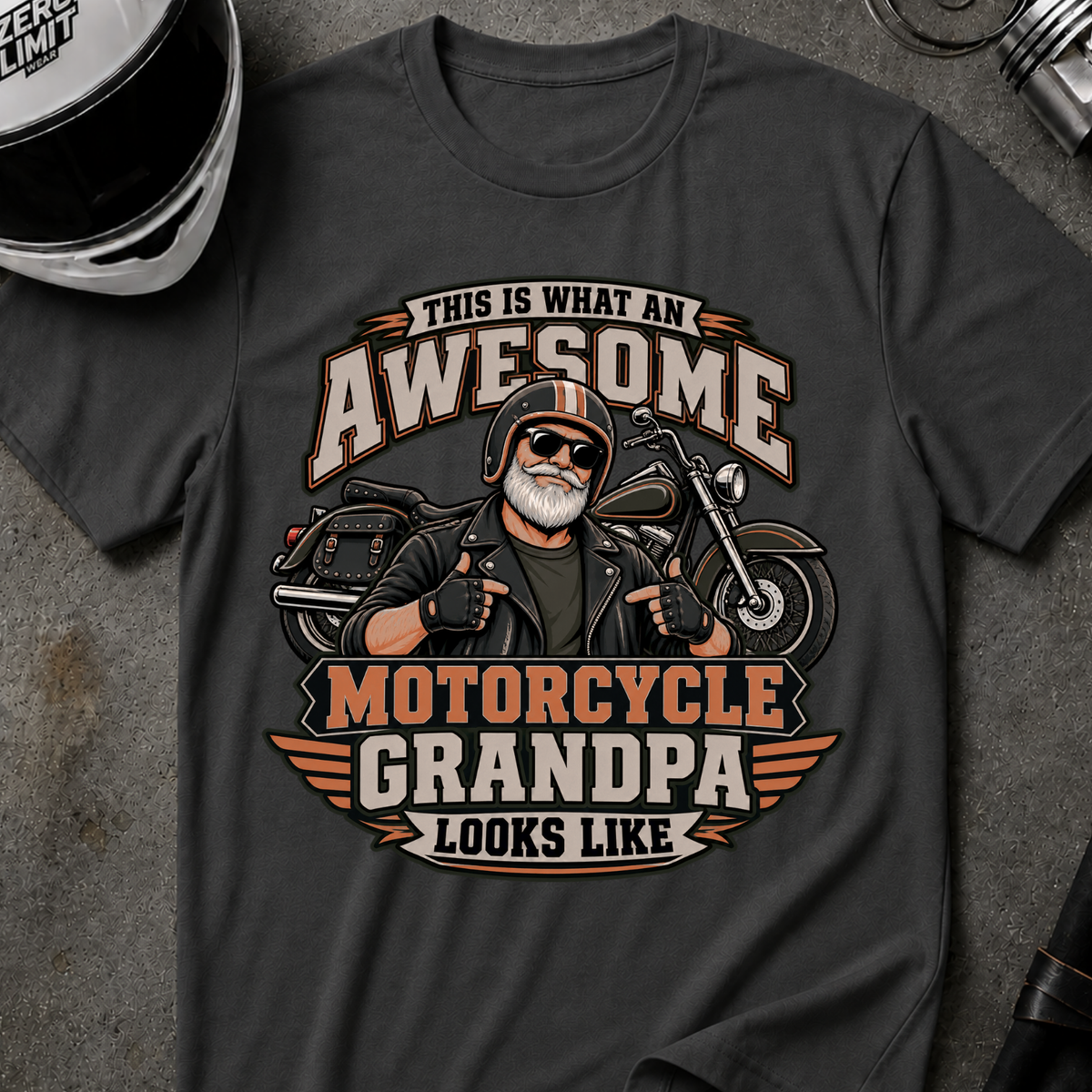 AWESOME MOTORCYCLE GRANDPA T-SHIRT