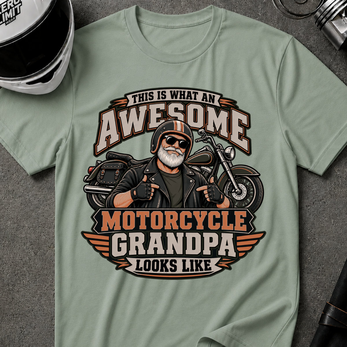AWESOME MOTORCYCLE GRANDPA T-SHIRT