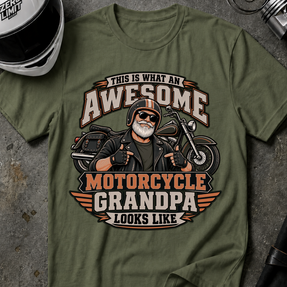 AWESOME MOTORCYCLE GRANDPA T-SHIRT