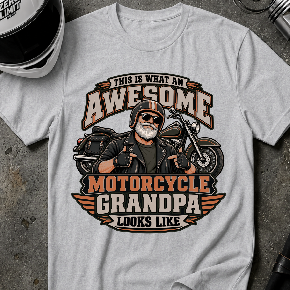 AWESOME MOTORCYCLE GRANDPA T-SHIRT