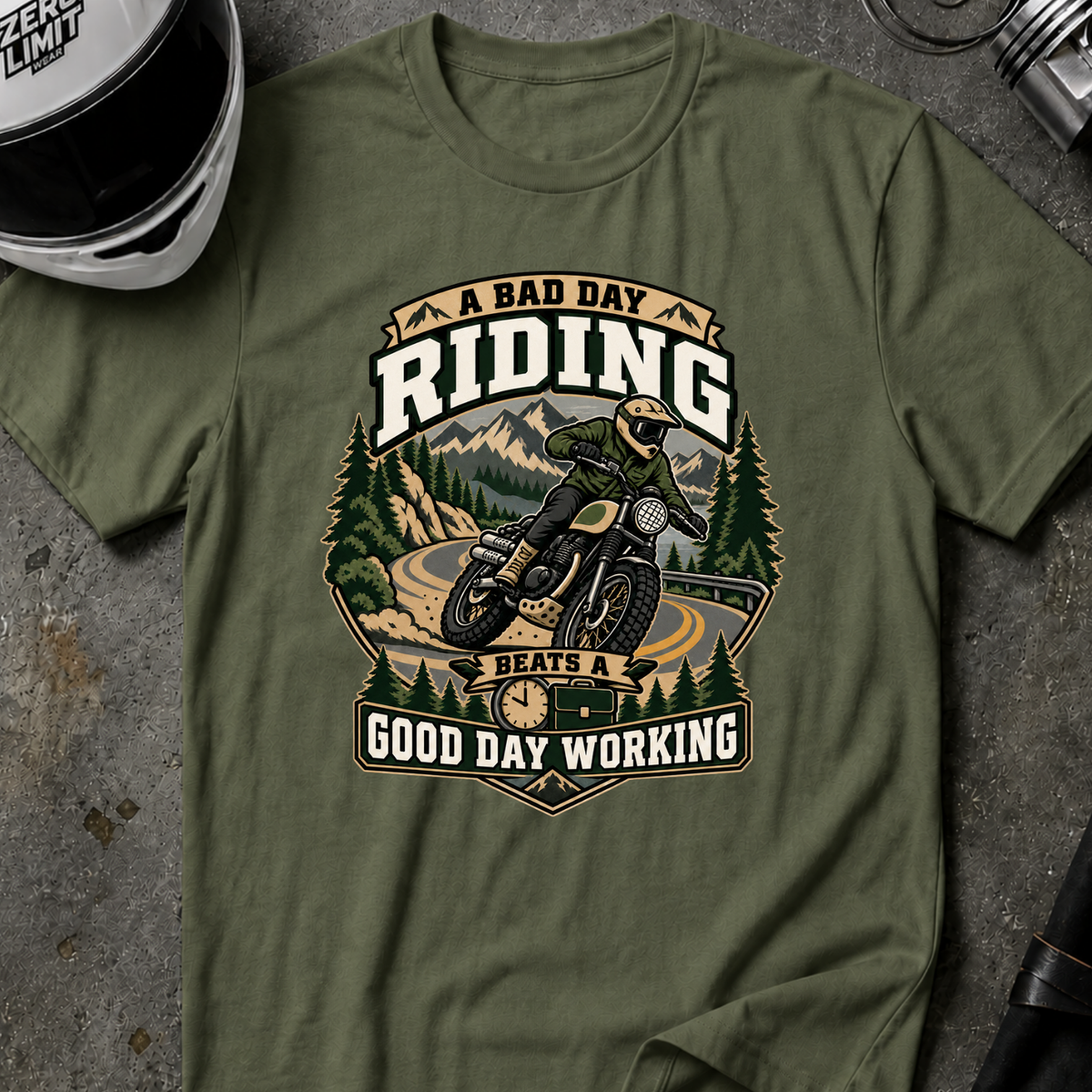 RIDING BEATS WORK T-SHIRT