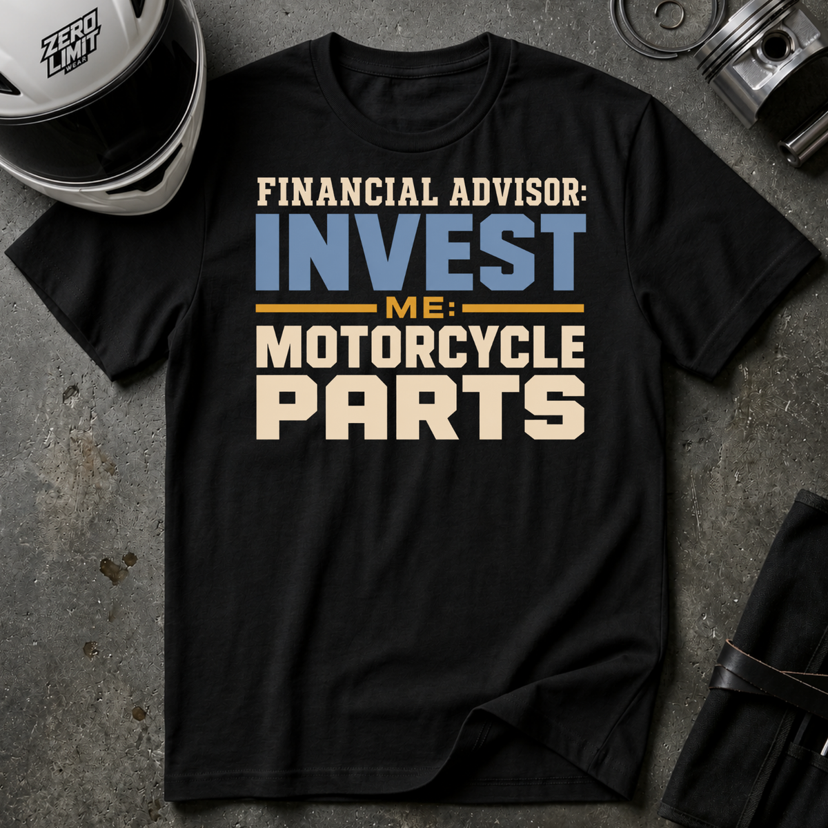 INVESTING VS. MOTORCYCLE PARTS T-SHIRT
