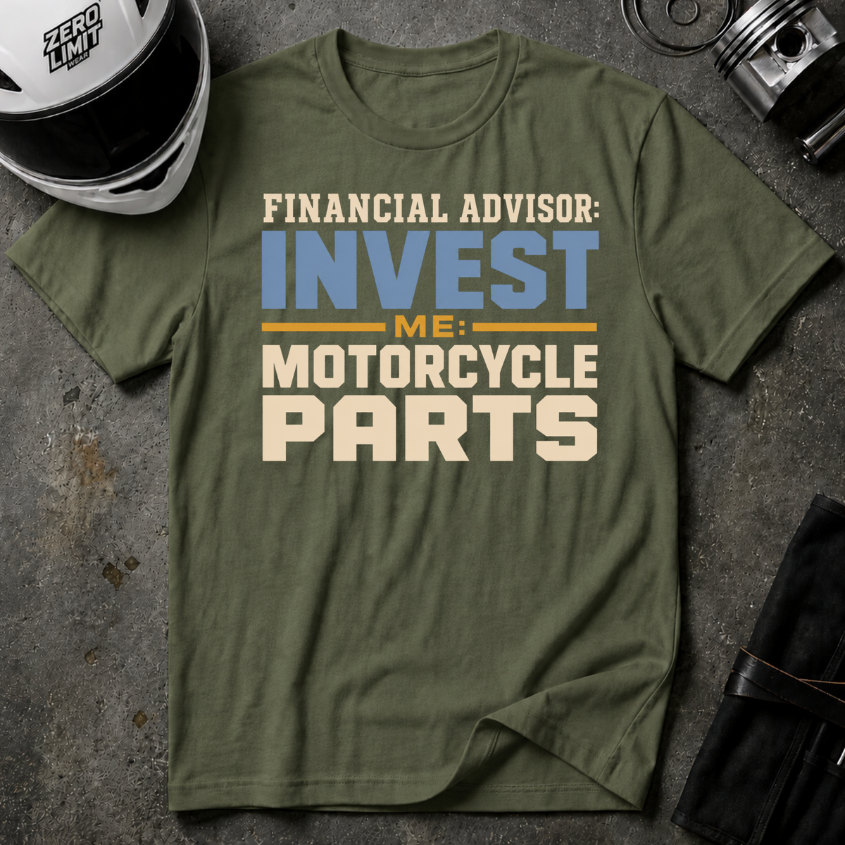 INVESTING VS. MOTORCYCLE PARTS T-SHIRT
