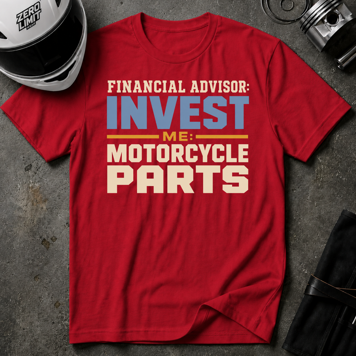 INVESTING VS. MOTORCYCLE PARTS T-SHIRT
