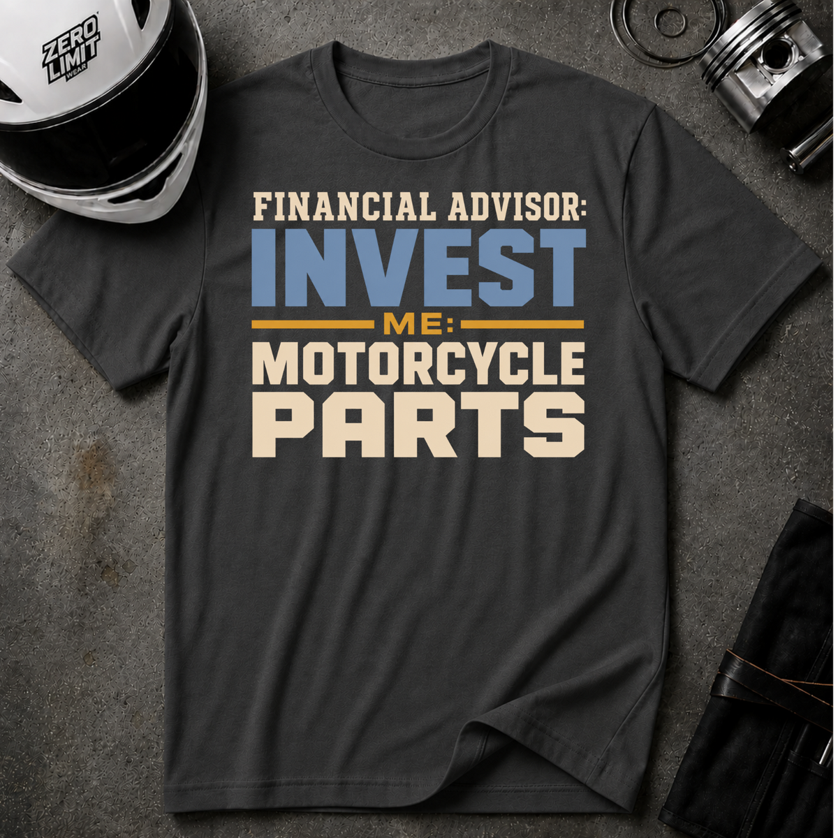 INVESTING VS. MOTORCYCLE PARTS T-SHIRT