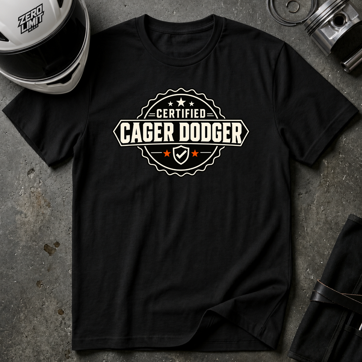 CERTIFIED CAGER DODGER T-SHIRT