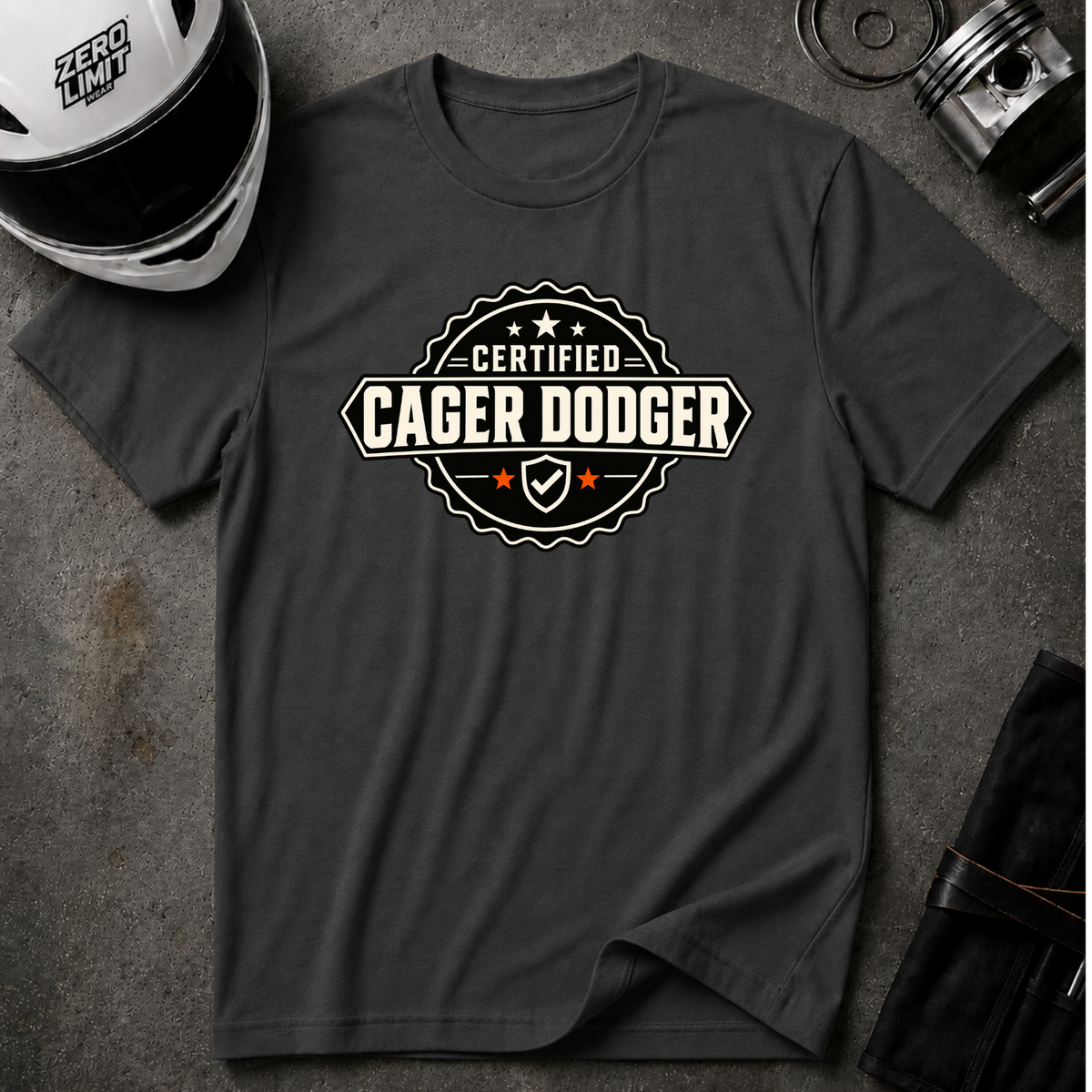 CERTIFIED CAGER DODGER T-SHIRT