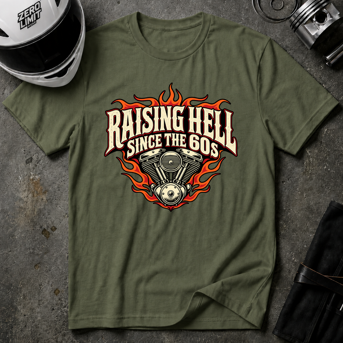 RAISING HELL SINCE THE 60s T-SHIRT