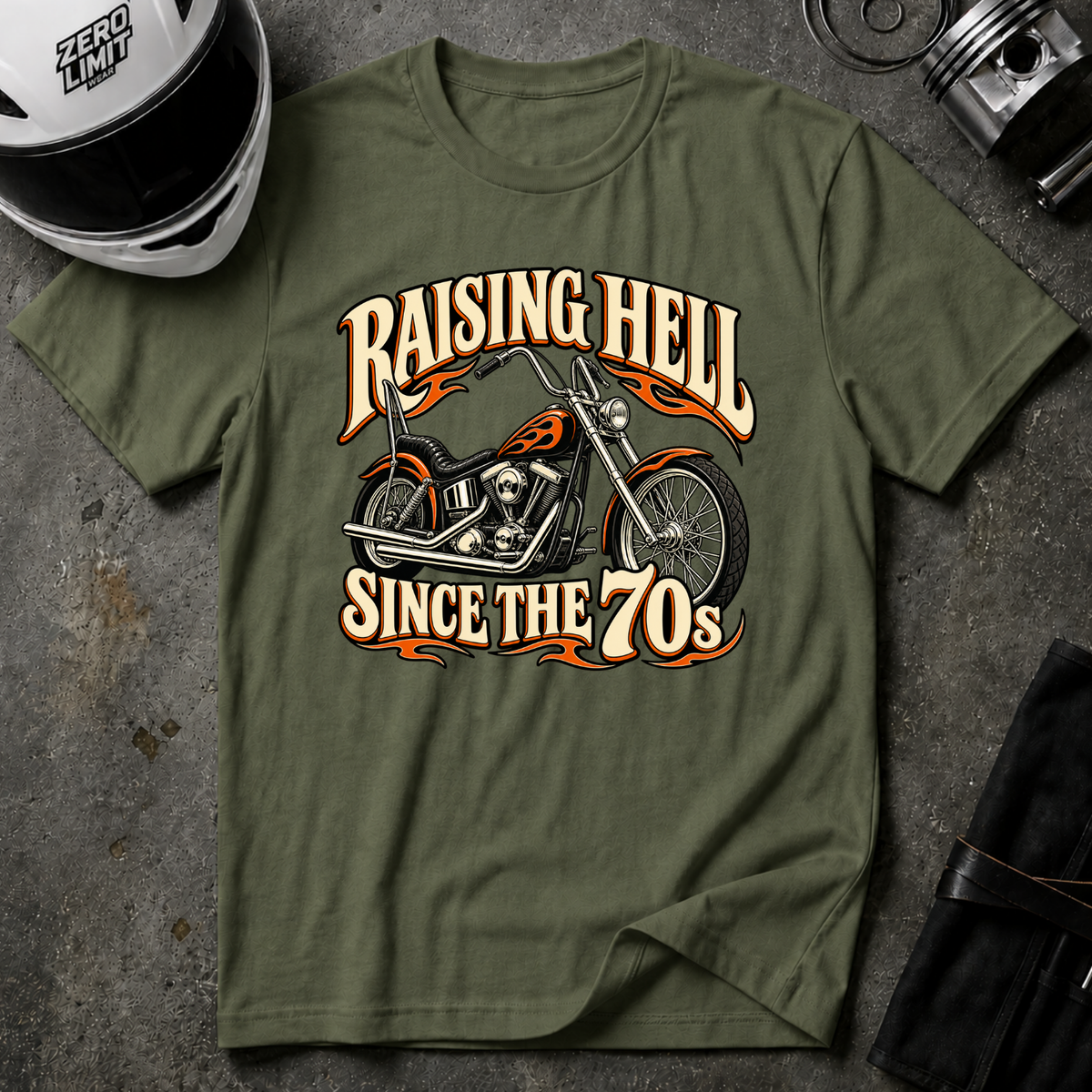 RAISING HELL SINCE THE 70s T-SHIRT
