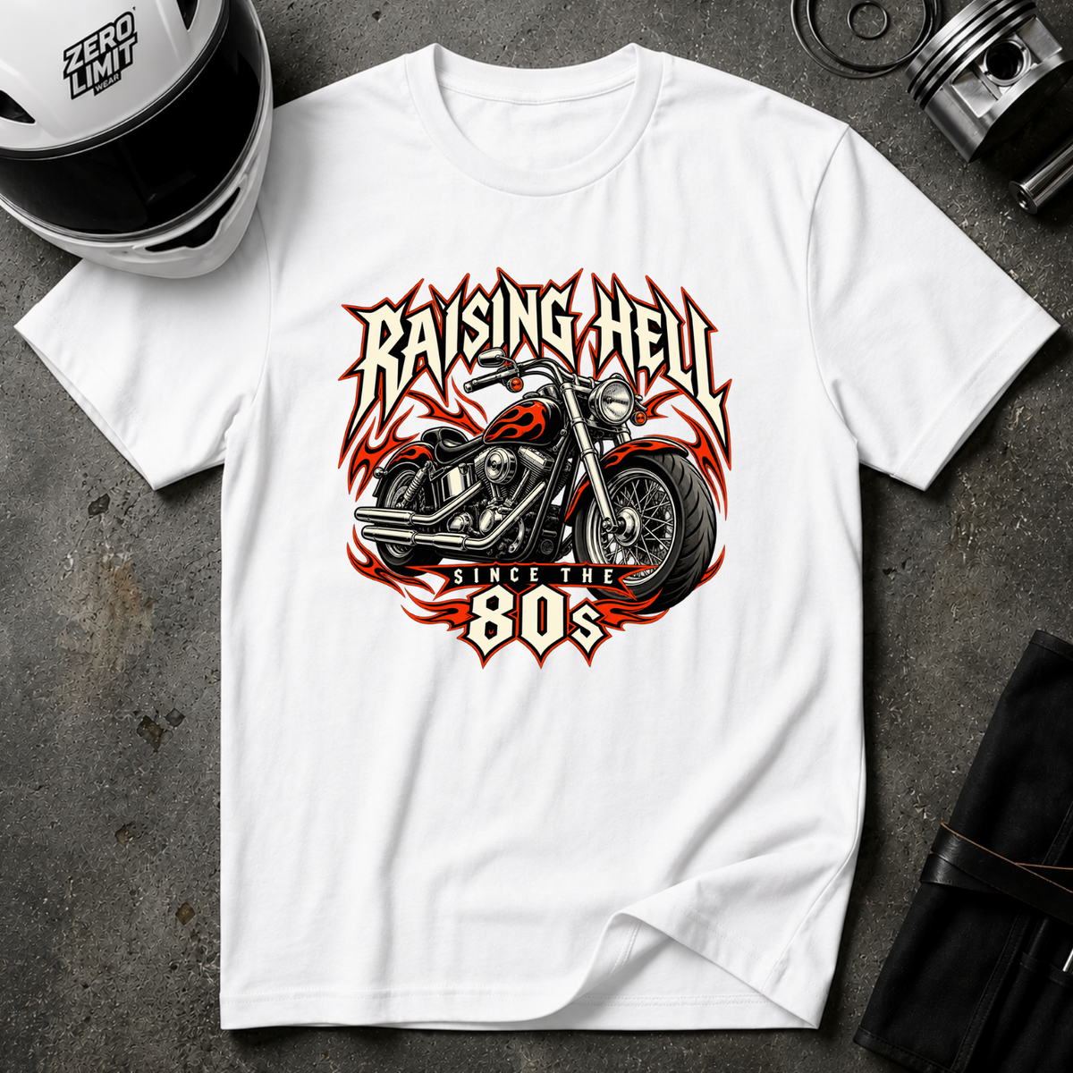 RAISING HELL SINCE THE 80S T-SHIRT