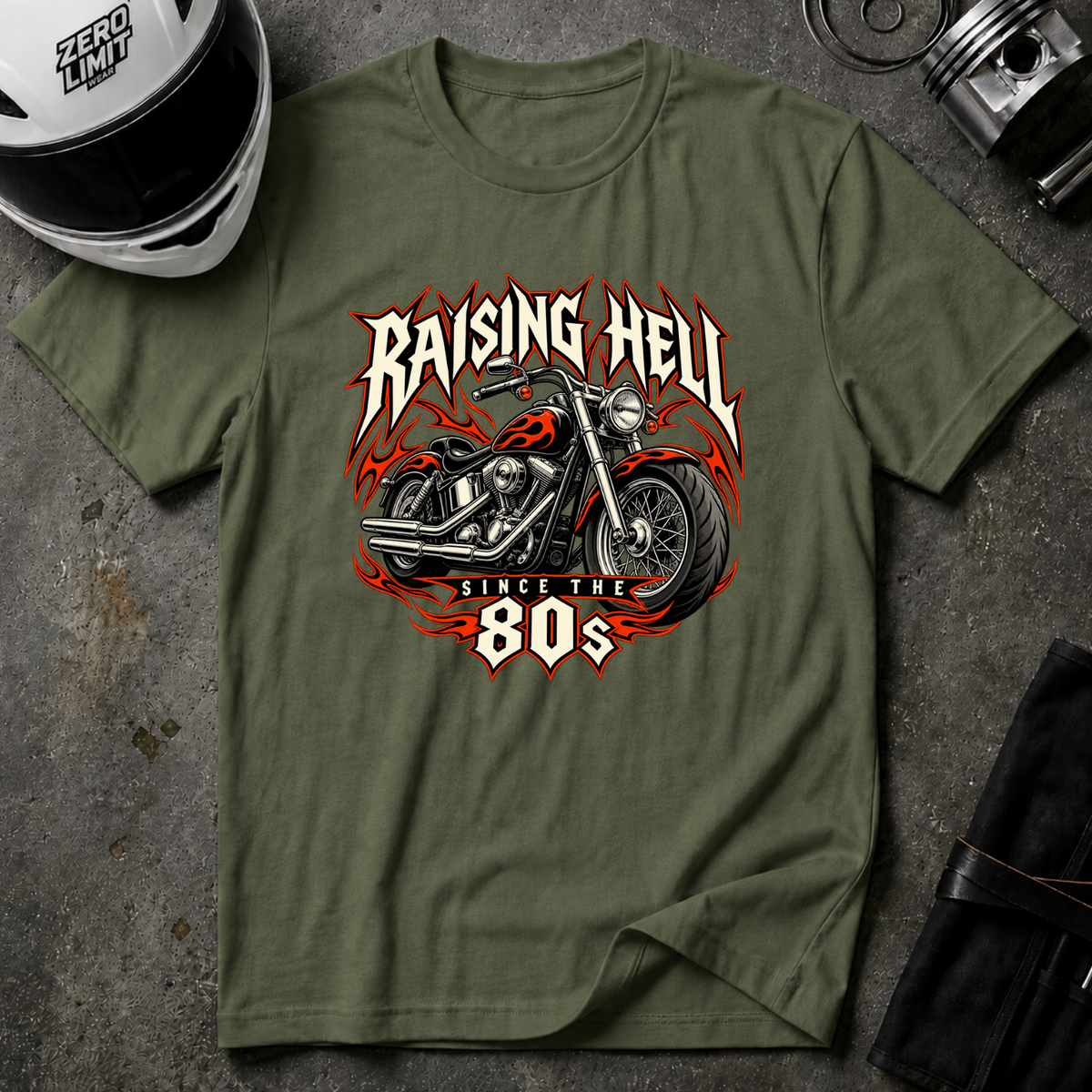 RAISING HELL SINCE THE 80S T-SHIRT