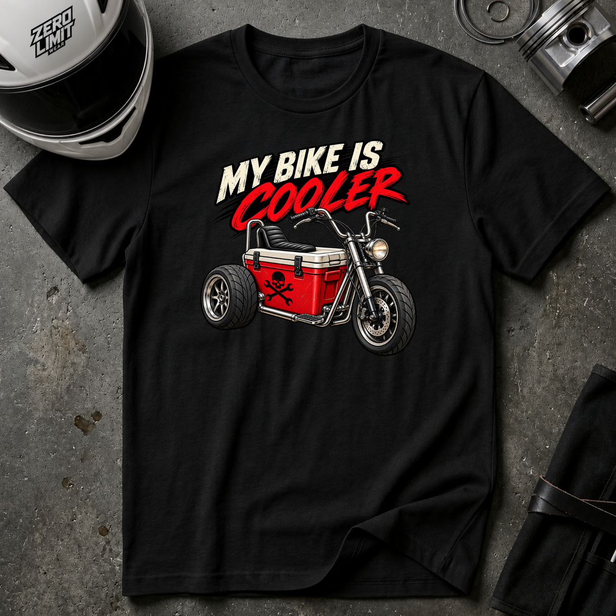 MY BIKER IS COOLER T-SHIRT