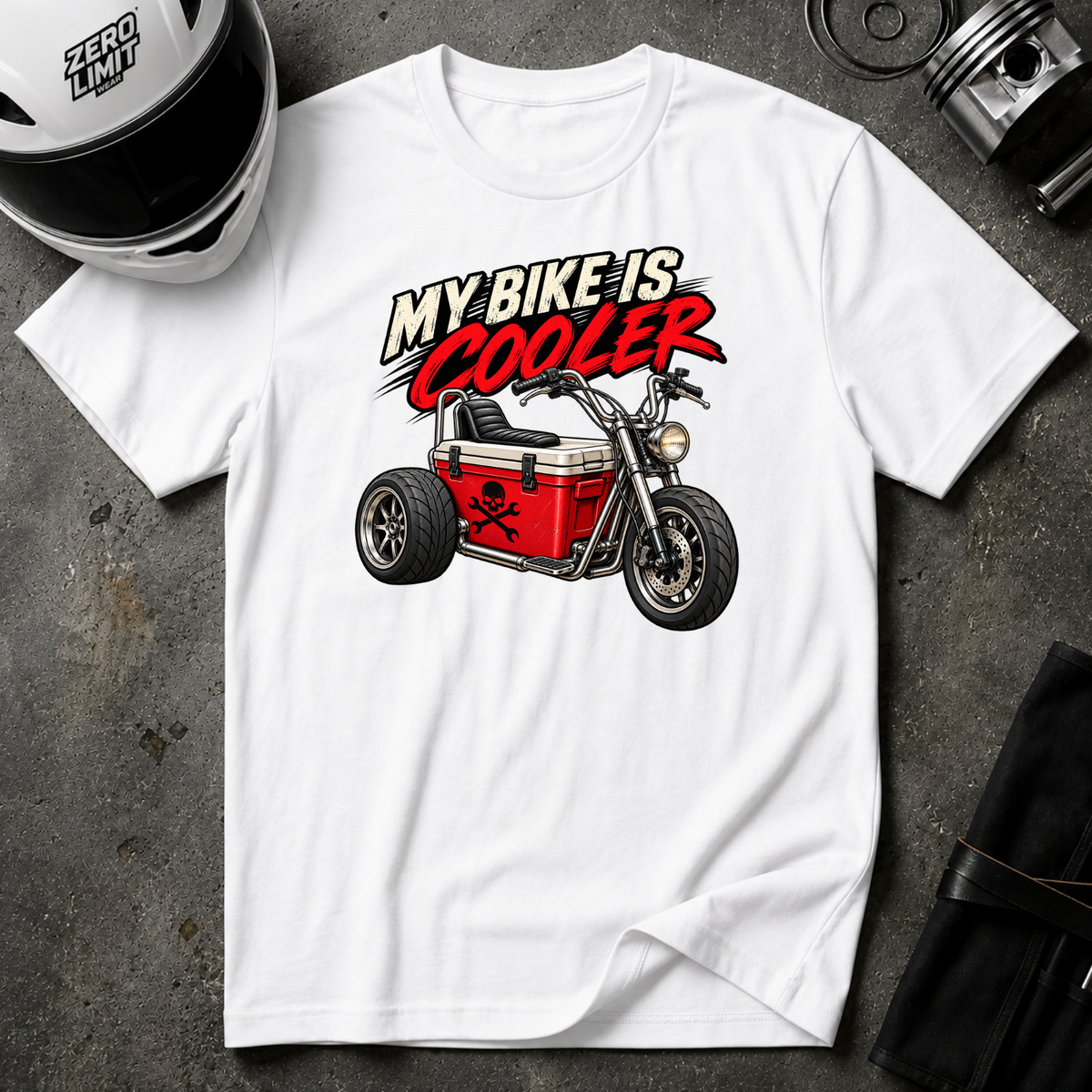 MY BIKER IS COOLER T-SHIRT