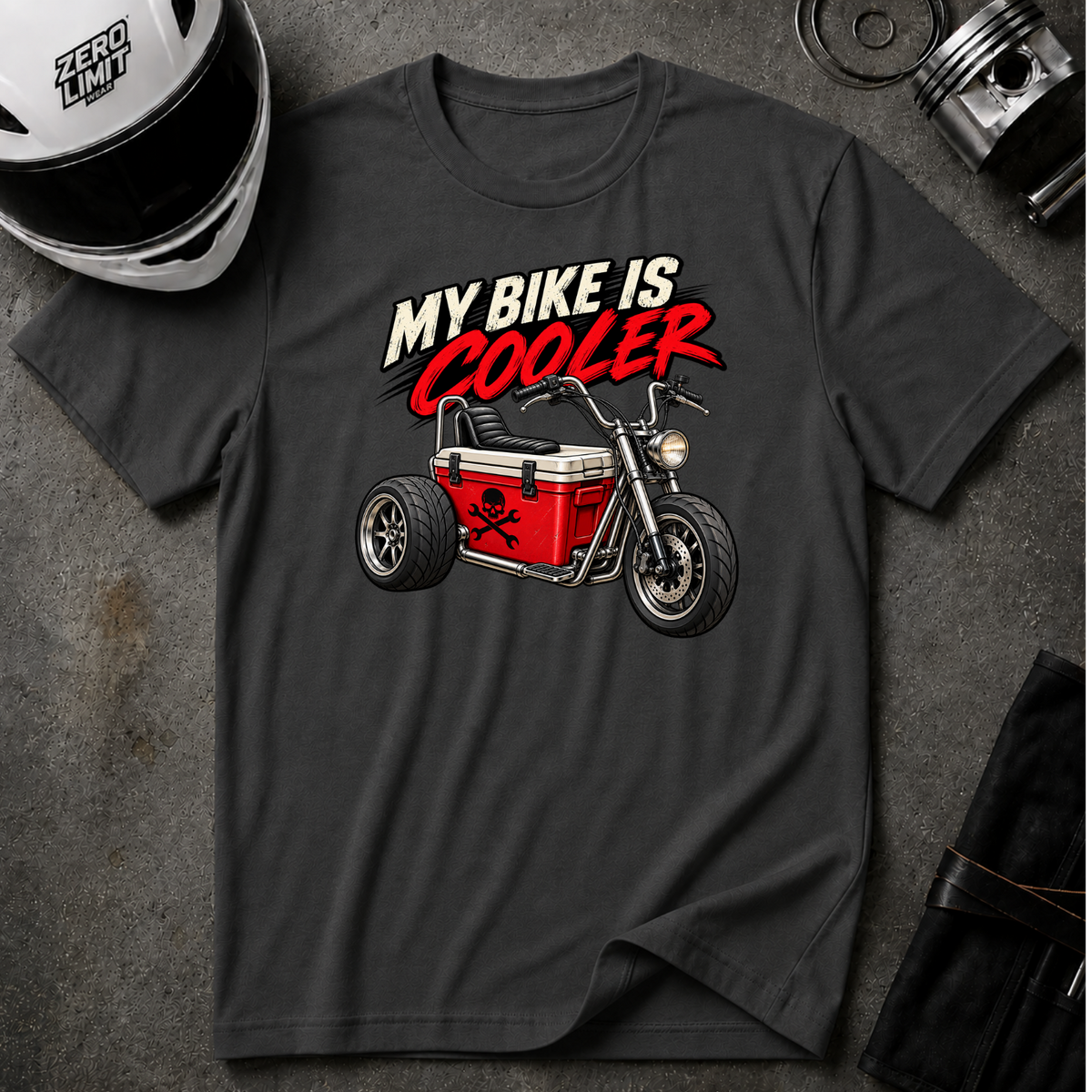MY BIKER IS COOLER T-SHIRT
