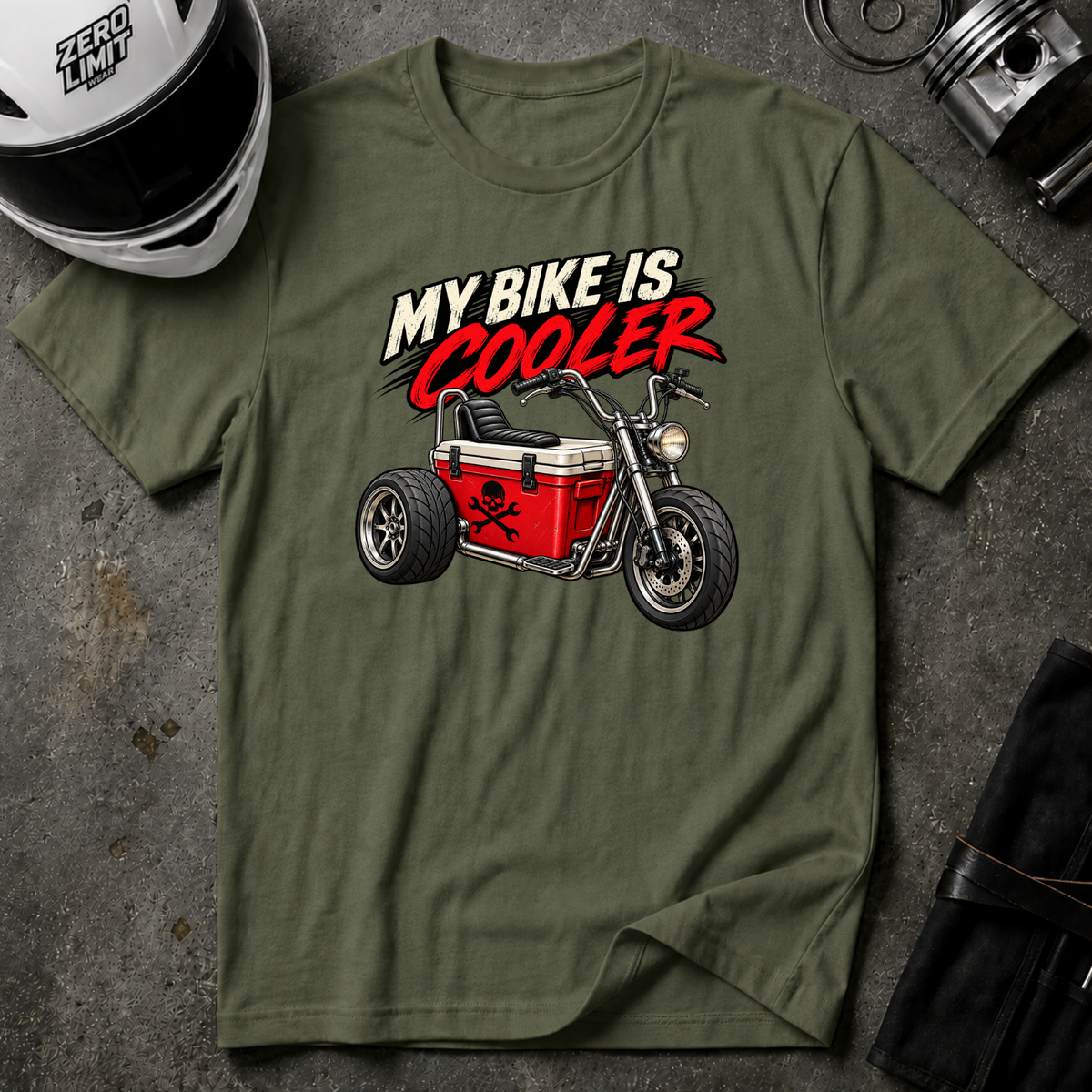 MY BIKER IS COOLER T-SHIRT