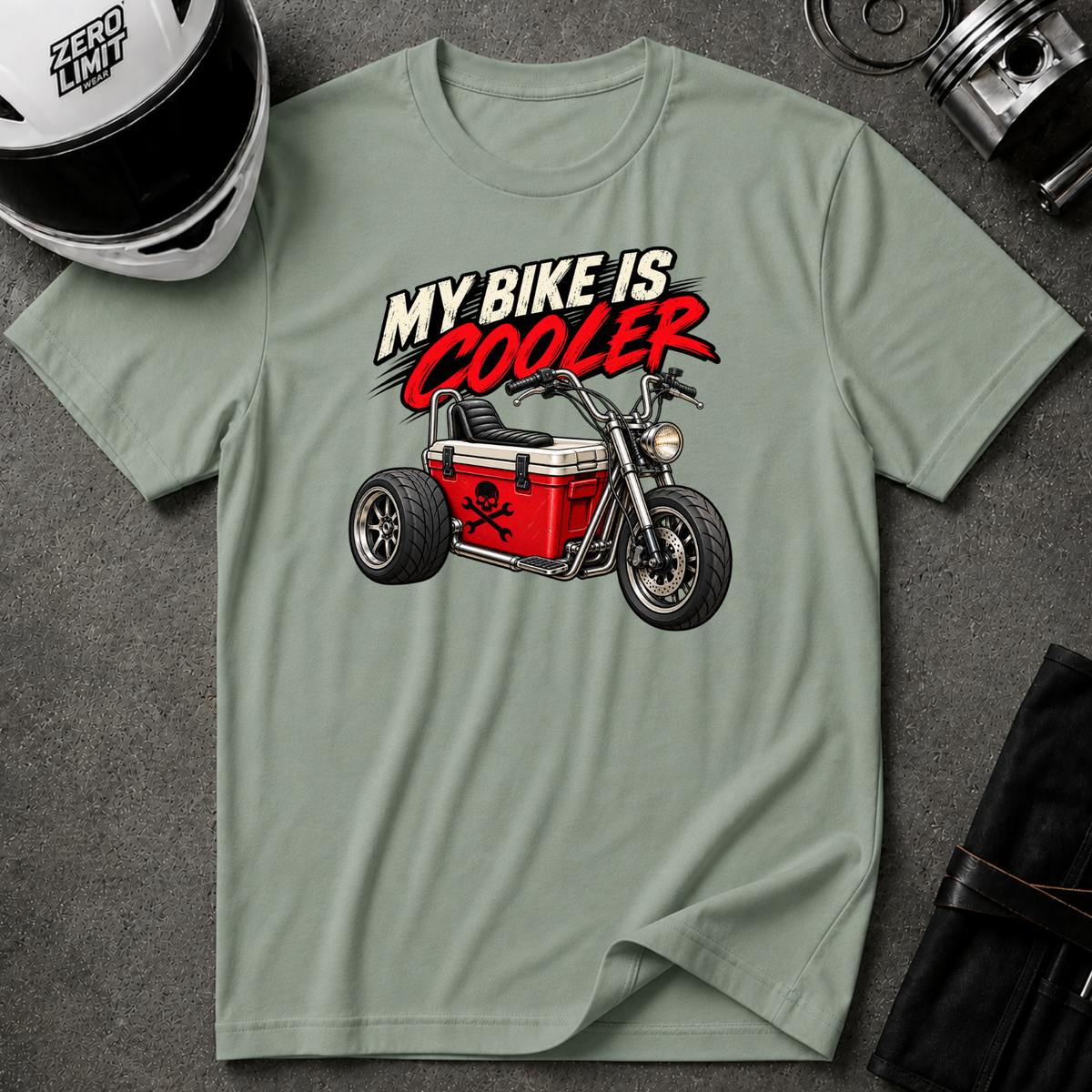 MY BIKER IS COOLER T-SHIRT