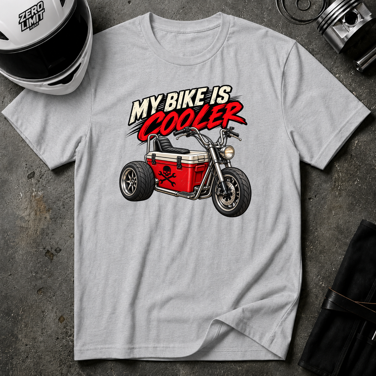 MY BIKER IS COOLER T-SHIRT