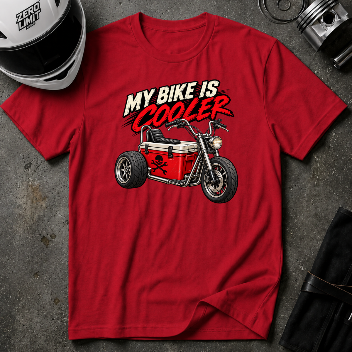 MY BIKER IS COOLER T-SHIRT
