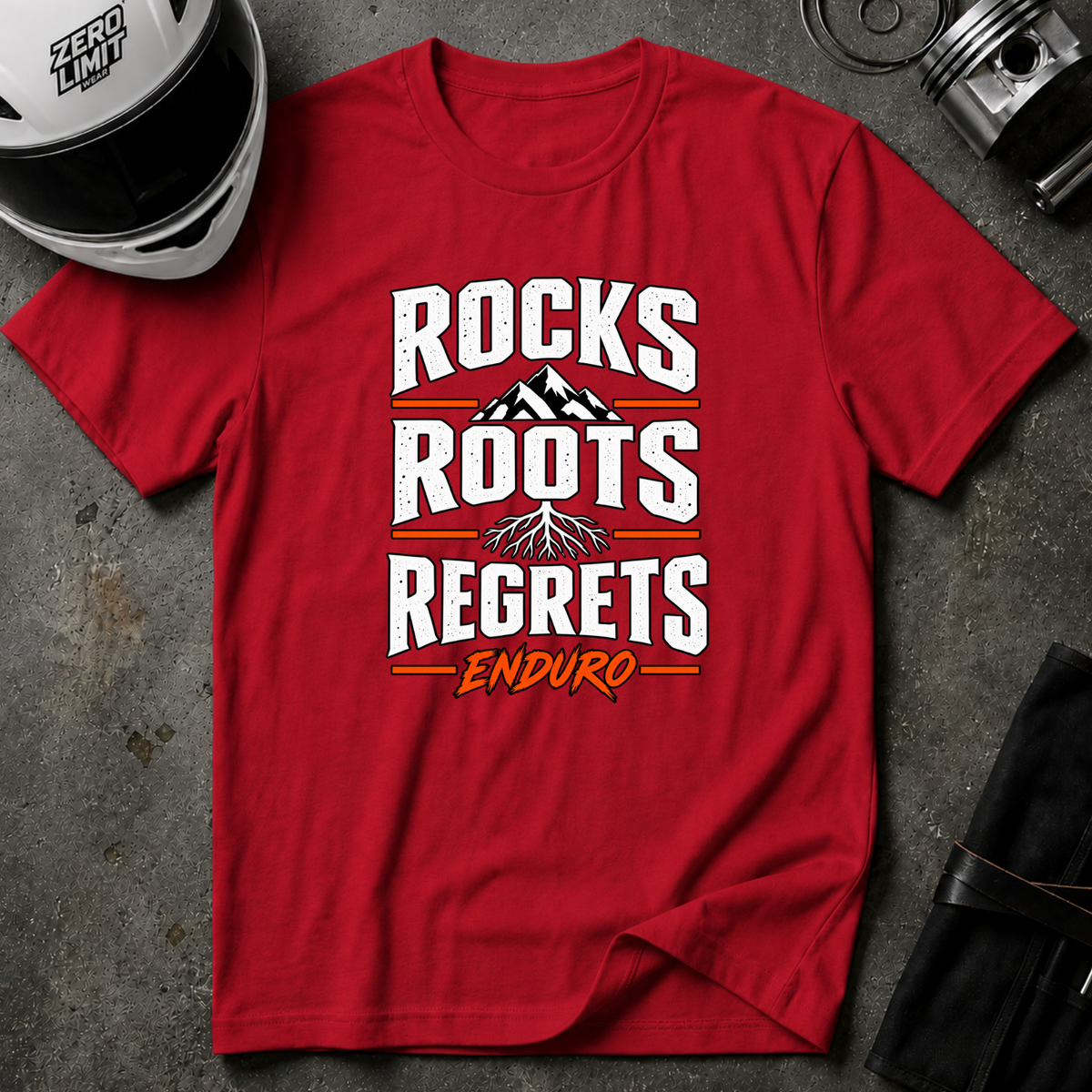 ROCKS ROOTS REGRETS T-SHIRT