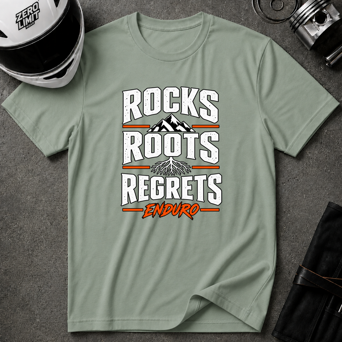 ROCKS ROOTS REGRETS T-SHIRT