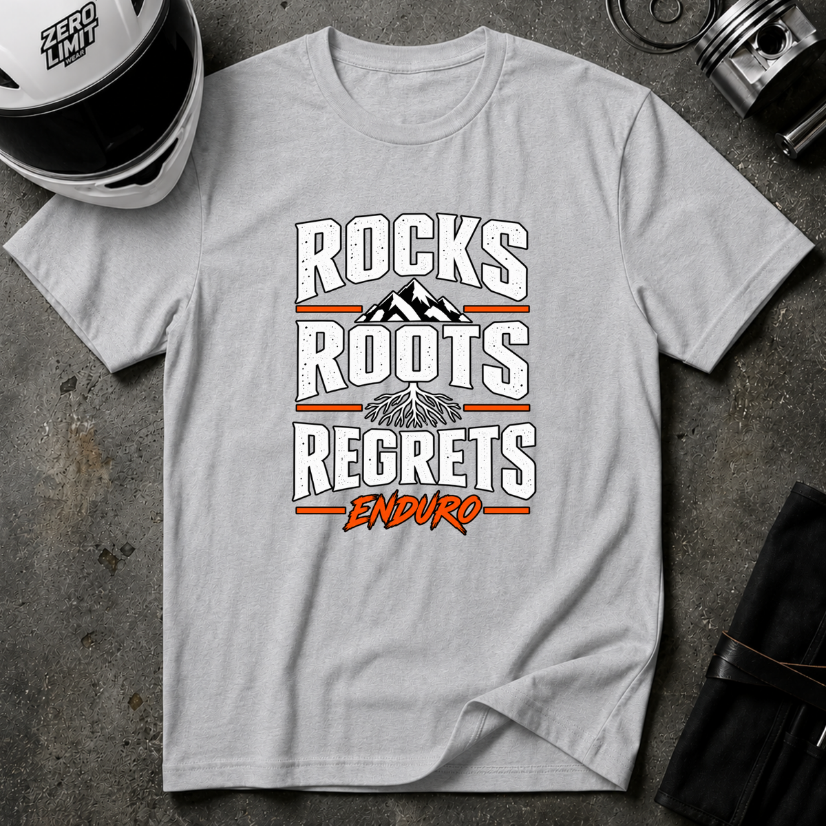 ROCKS ROOTS REGRETS T-SHIRT