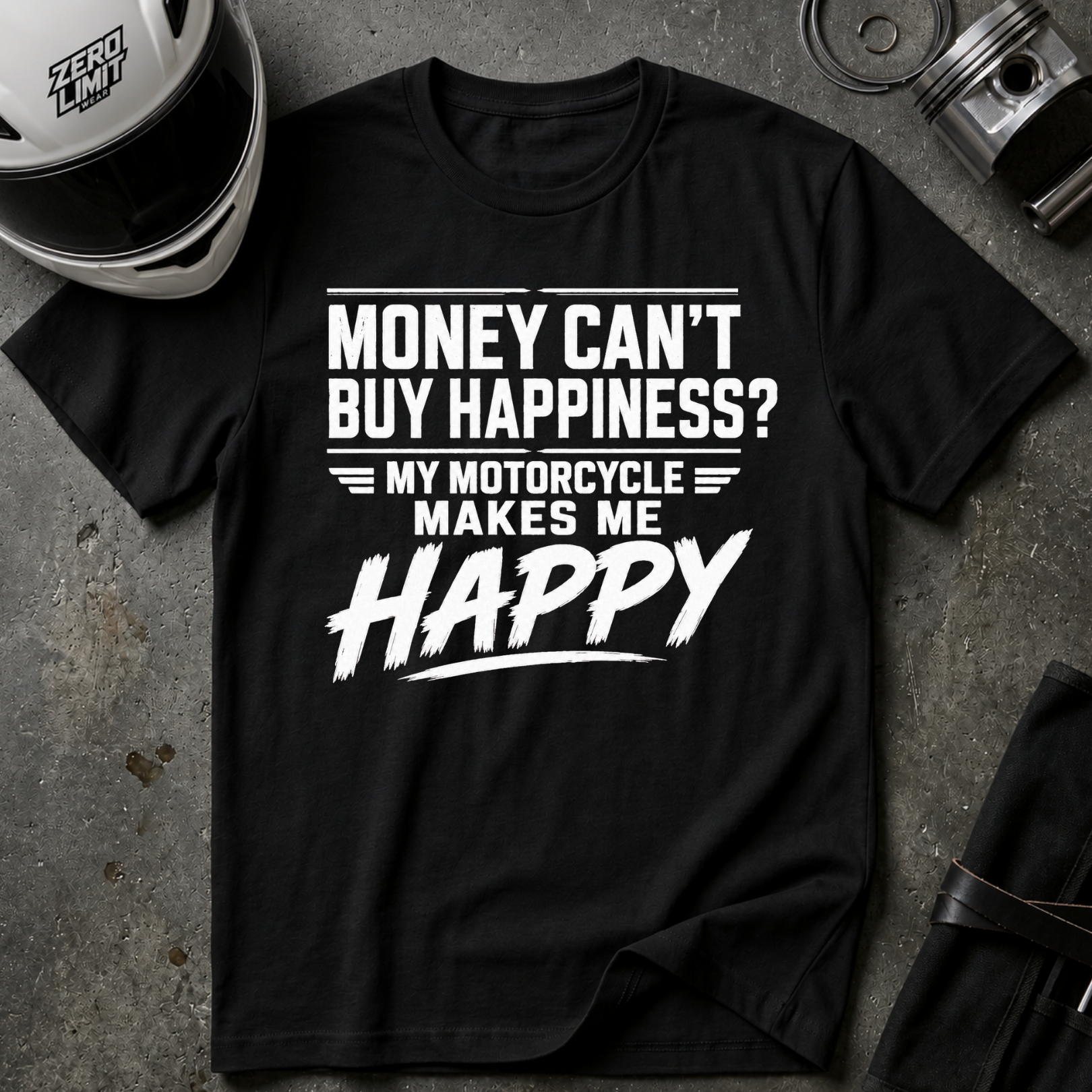 MOTORCYCLE HAPPINESS T-SHIRT