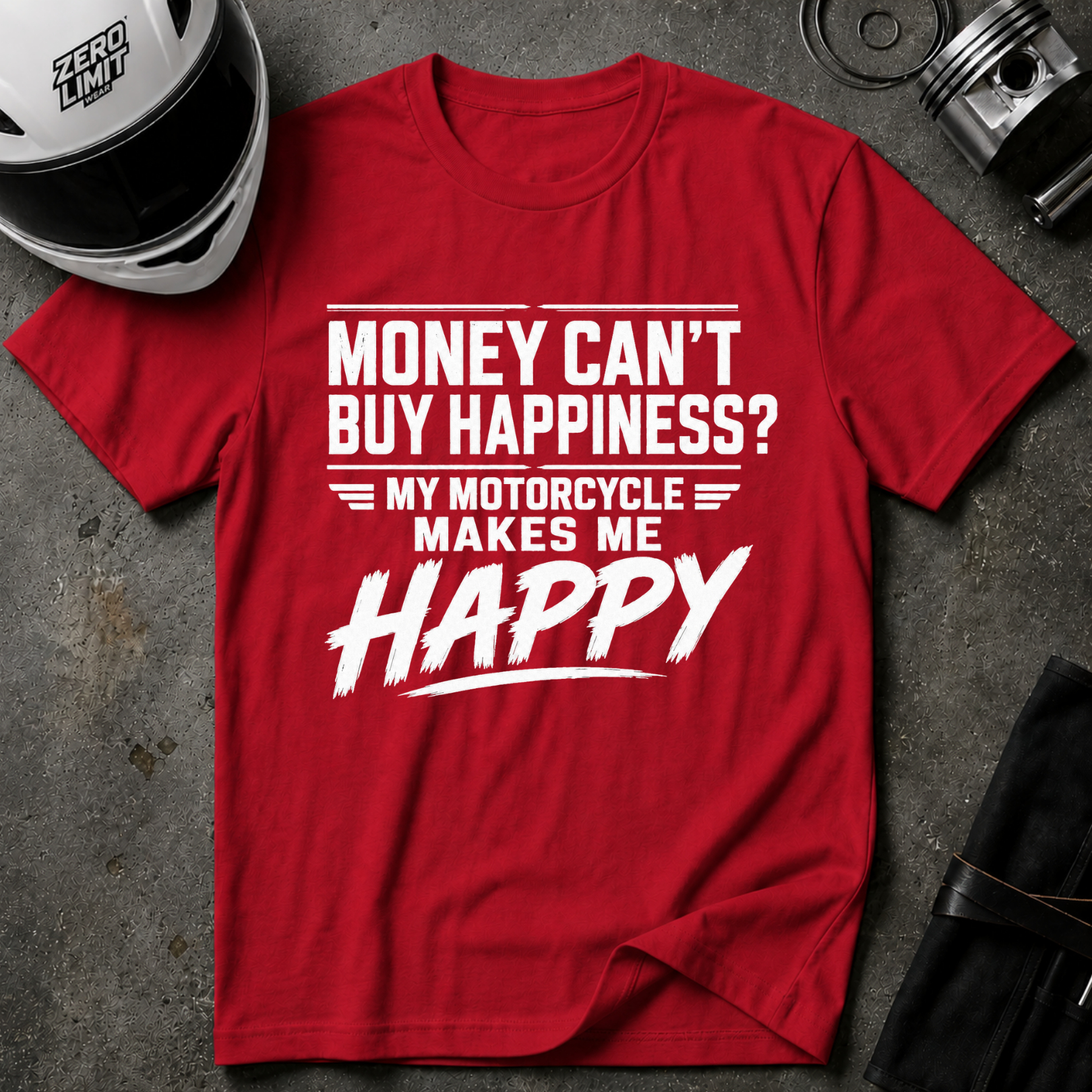 MOTORCYCLE HAPPINESS T-SHIRT
